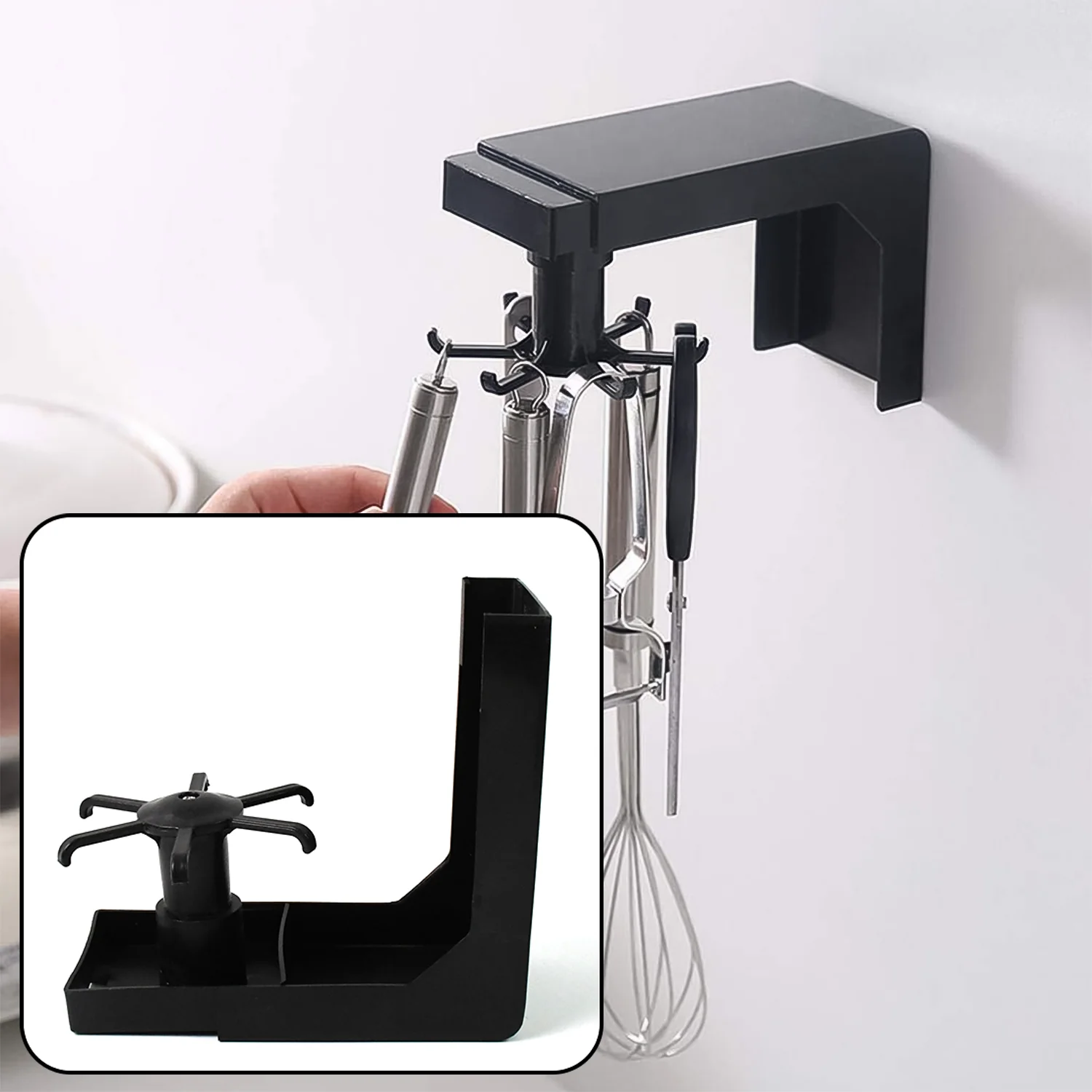 Self Adhesive 360 Degree Rotating Cooking Utensils Holder (1 Pc) - Image 3