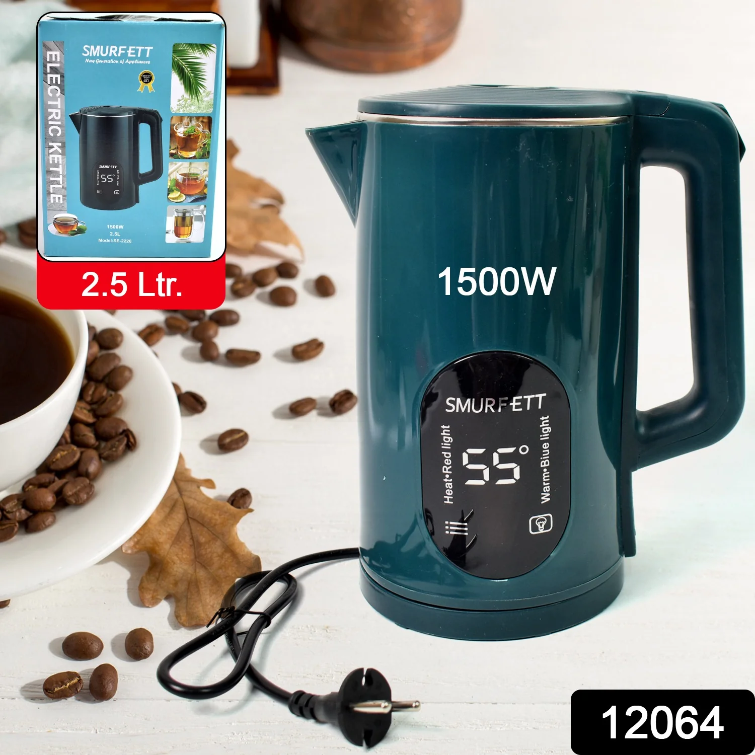 Temperature display electric kettle 55 degrees (1500W, 2.5 Ltr. / 1 Pc) - Image 2