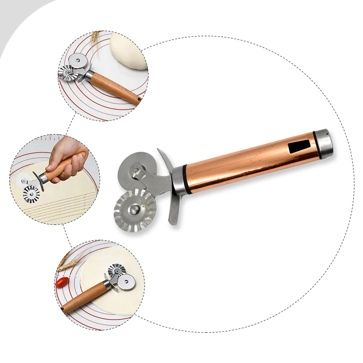 Pastry cutter wheel - Pie Crust Cutter Premium Double Cutter Wheel (1 Pc) - Image 3