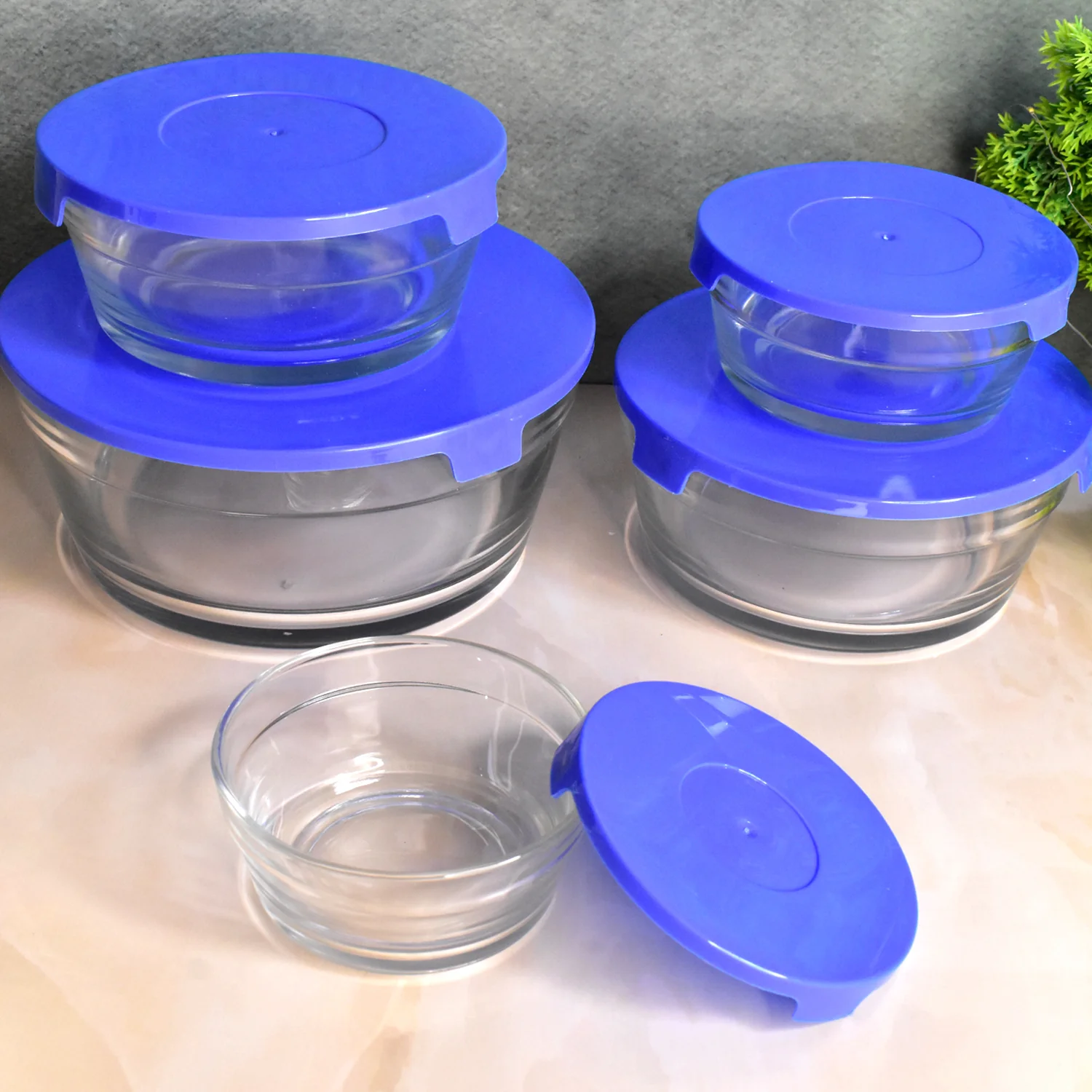 Modern Glass Bowl Set Mixing / Storage Bowls with Lids (5 Pcs Set) - Image 4