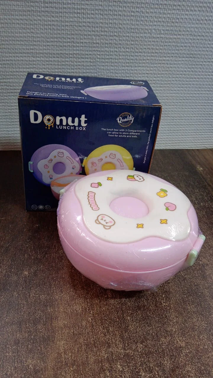 Donut Shaped Double Insulated 3 Compartment Lunch Box (1 Pc / Mix Color) - Image 10