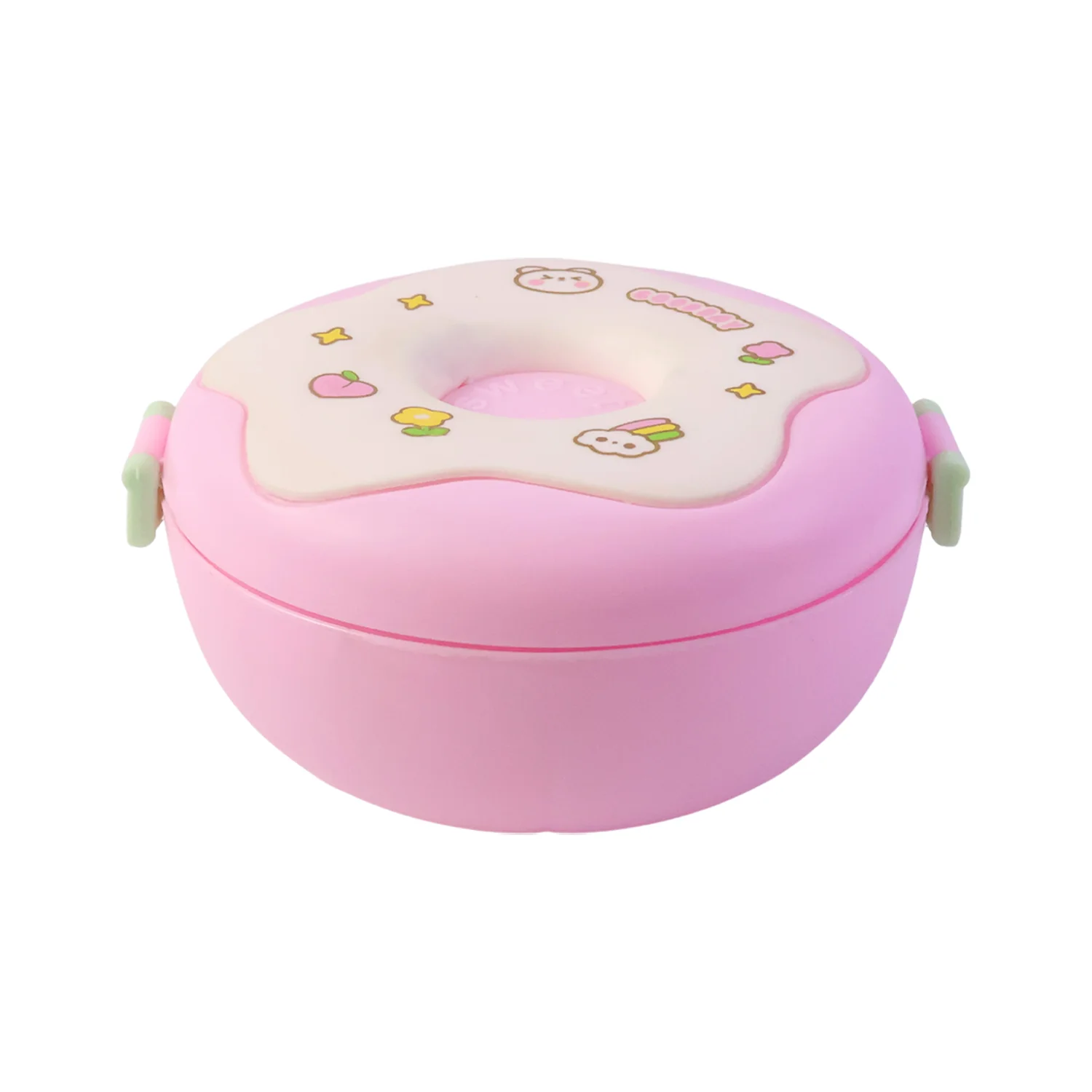 Donut Shaped Double Insulated 3 Compartment Lunch Box (1 Pc / Mix Color) - Image 5