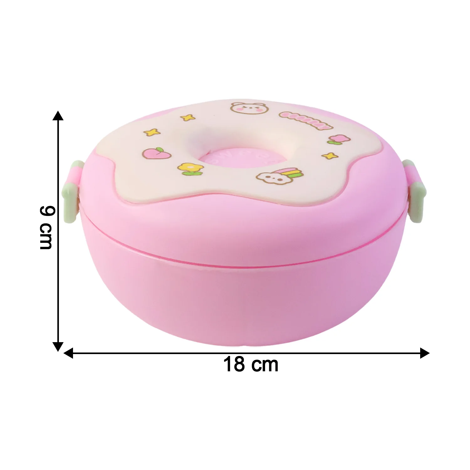 Donut Shaped Double Insulated 3 Compartment Lunch Box (1 Pc / Mix Color) - Image 6