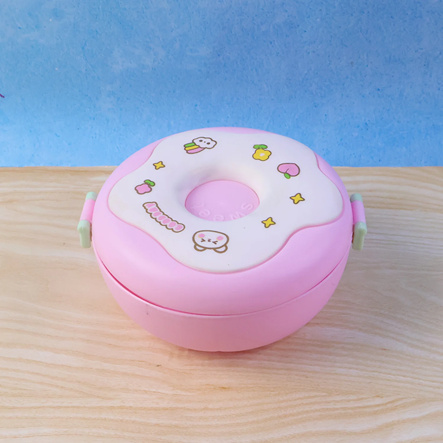 Donut Shaped Double Insulated 3 Compartment Lunch Box (1 Pc / Mix Color) - Image 7