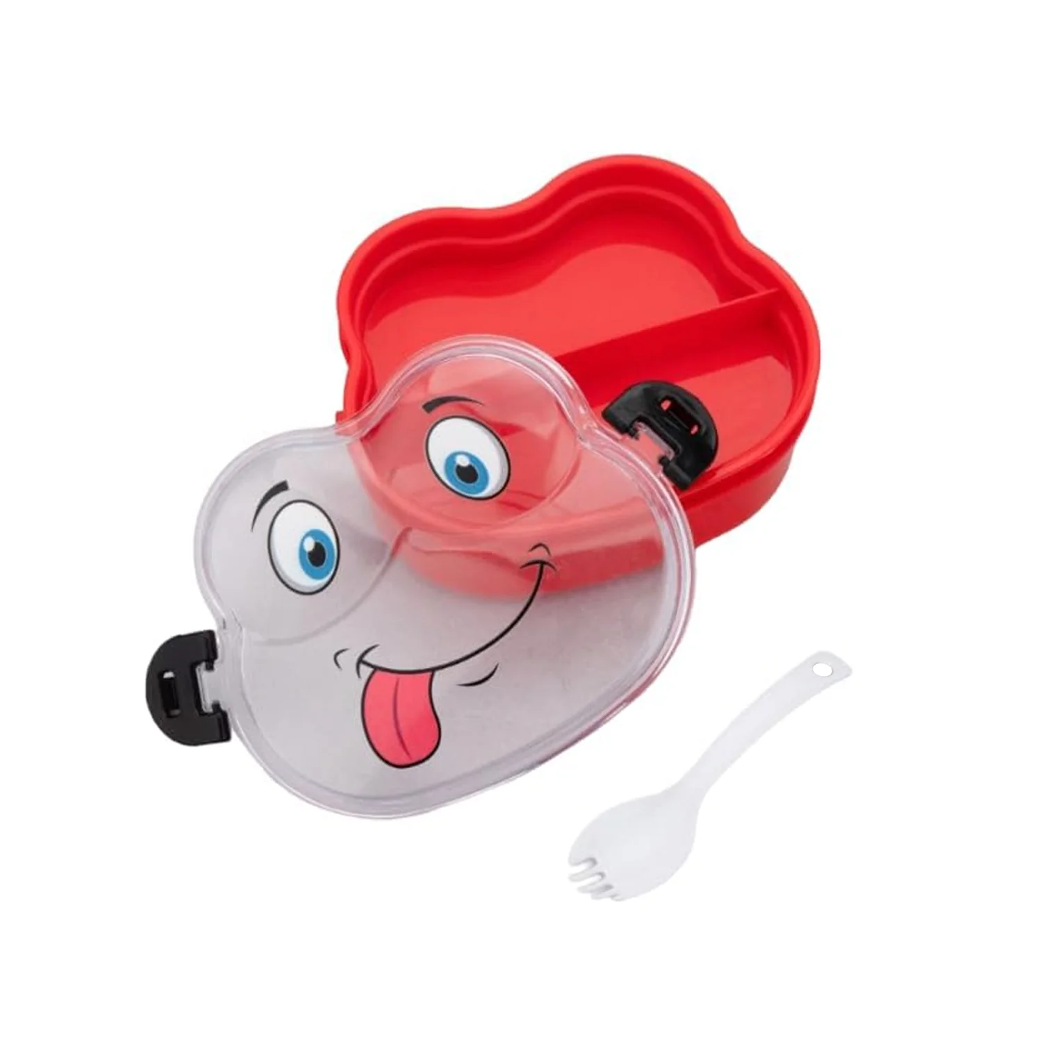 Double Layer Froggy Shape Lunch Box with Spoon (1 Pc / Mix Color) - Image 5