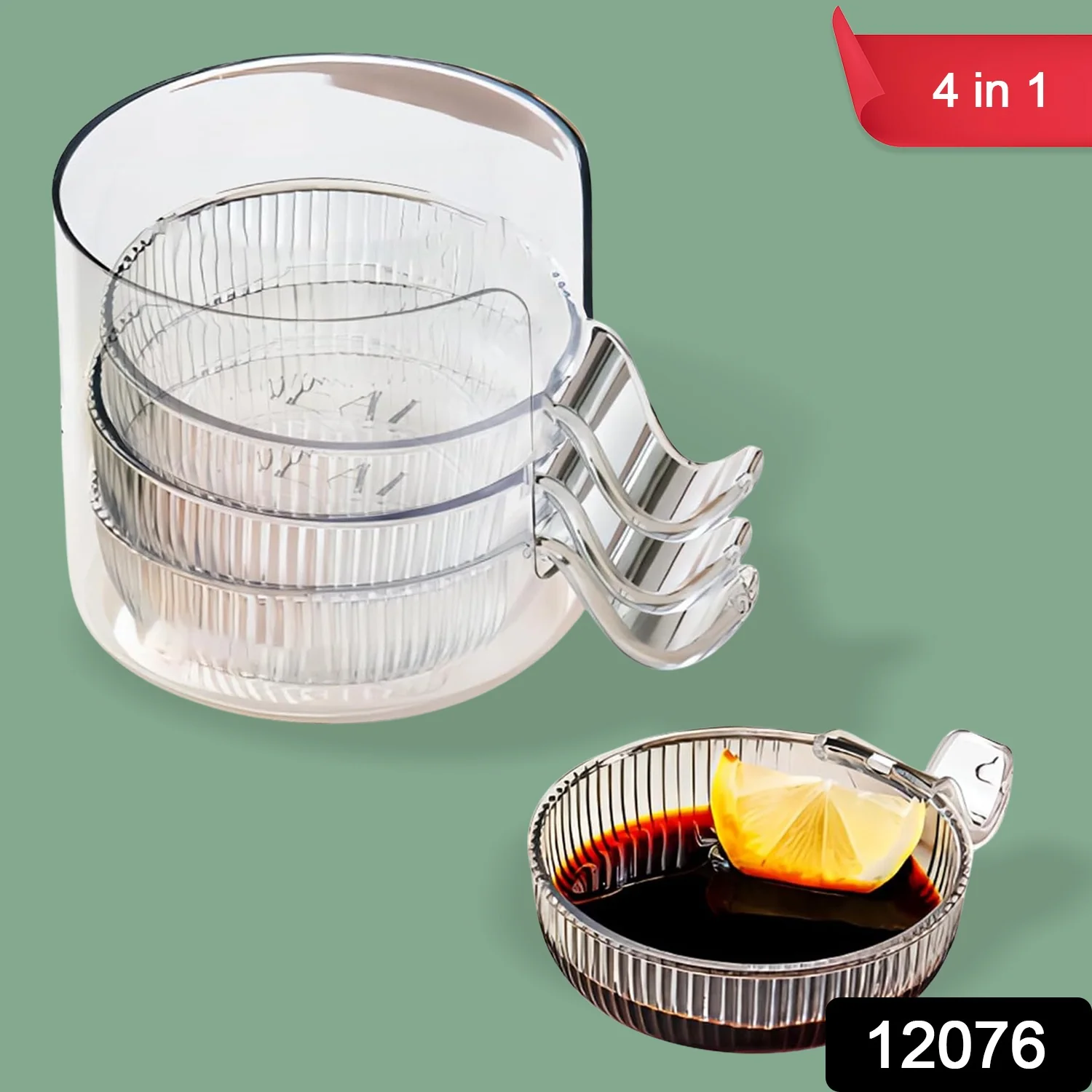 Plastics Dip Bowls, Dipping Sauce Bowls with Handle (4 Pcs Set / With Case) - Image 2
