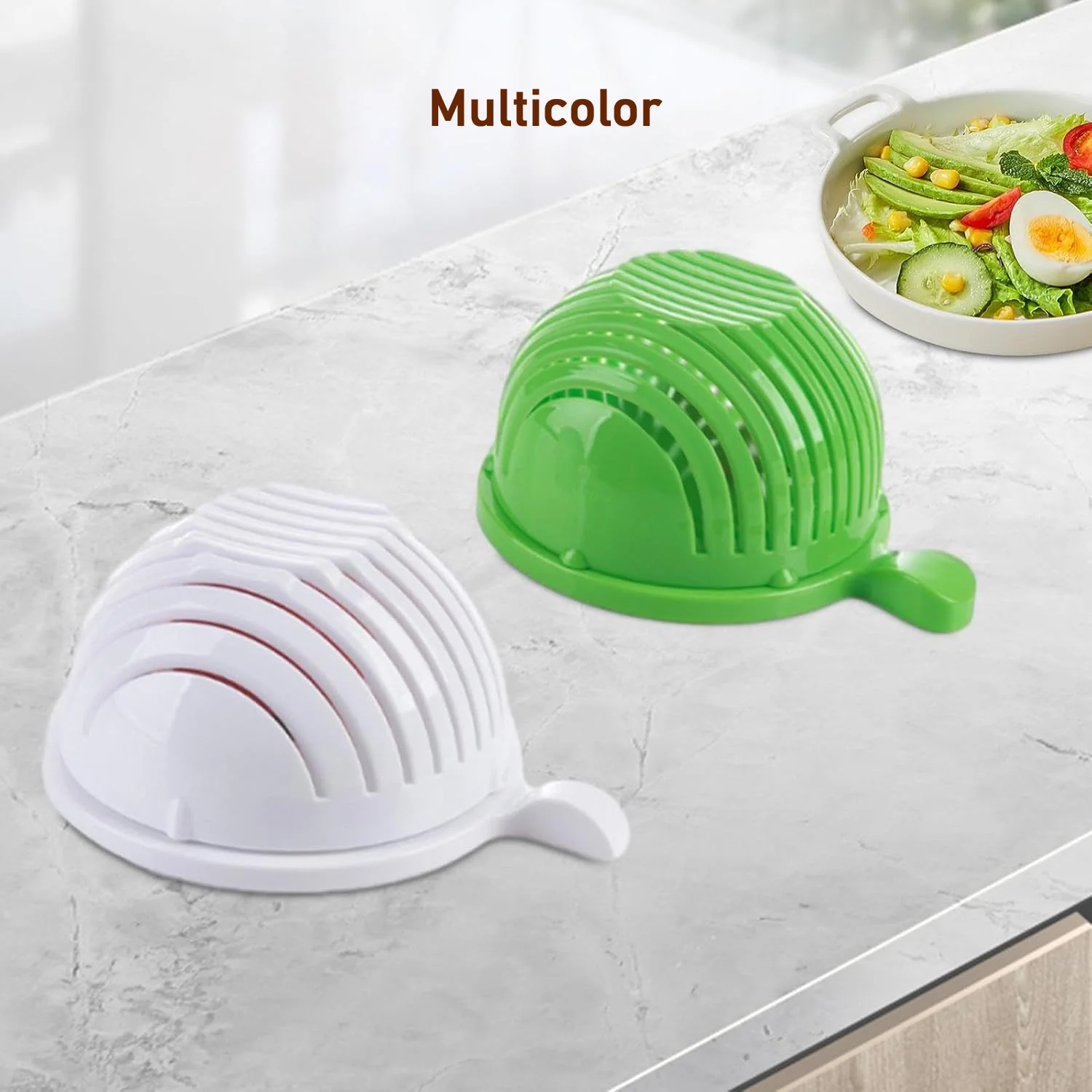 Plastic 60 Seconds Salad Cutter Salad Maker Salad Bow  (1 Pc) - Image 4