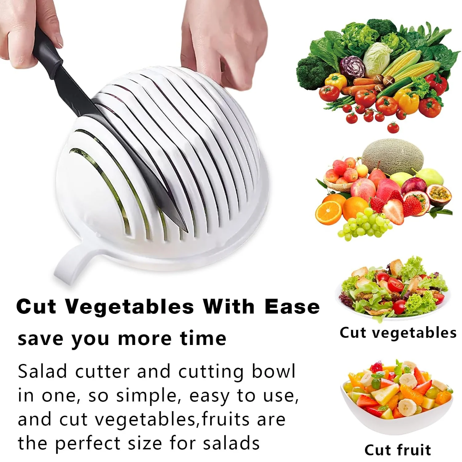 Plastic 60 Seconds Salad Cutter Salad Maker Salad Bow  (1 Pc) - Image 5