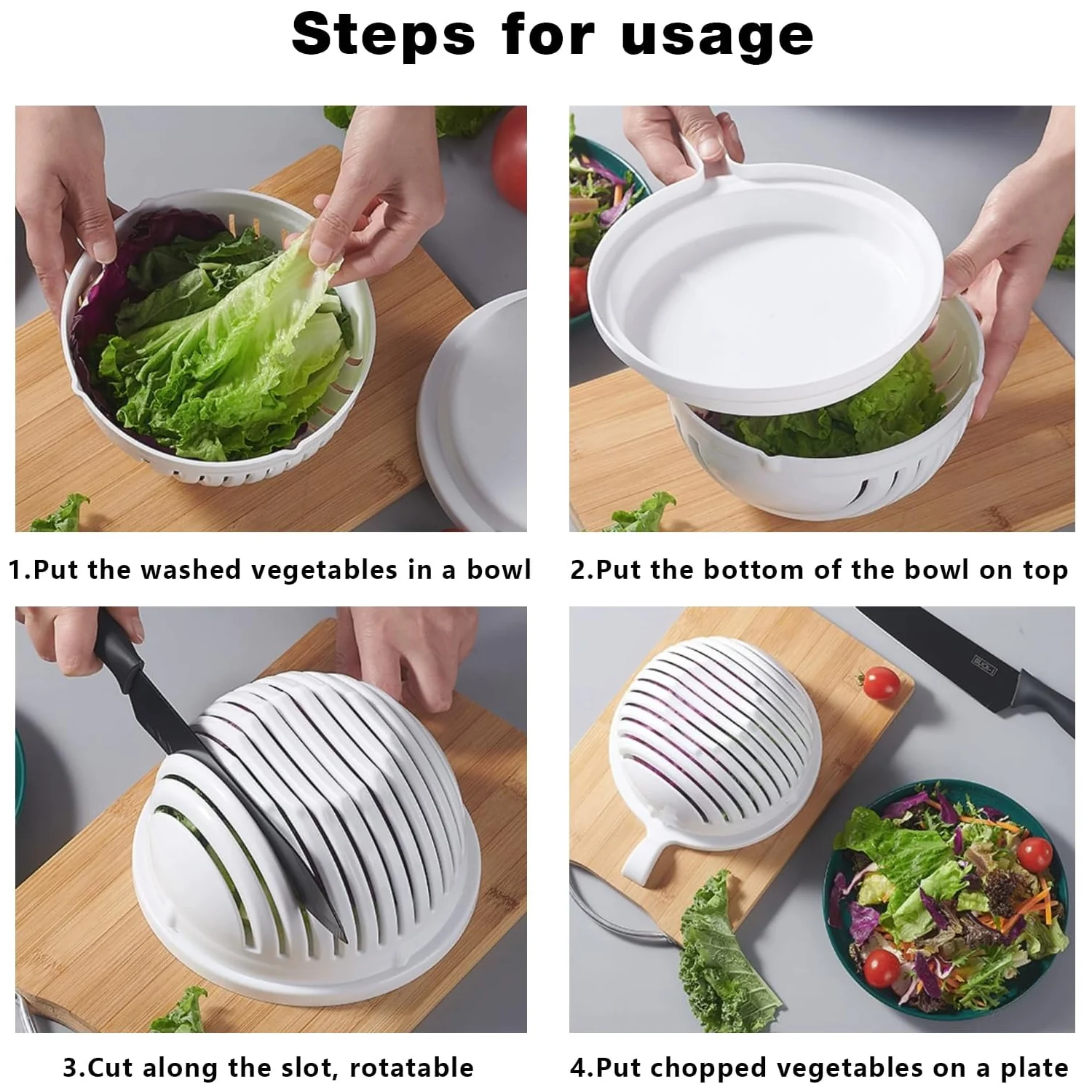 Plastic 60 Seconds Salad Cutter Salad Maker Salad Bow  (1 Pc) - Image 6