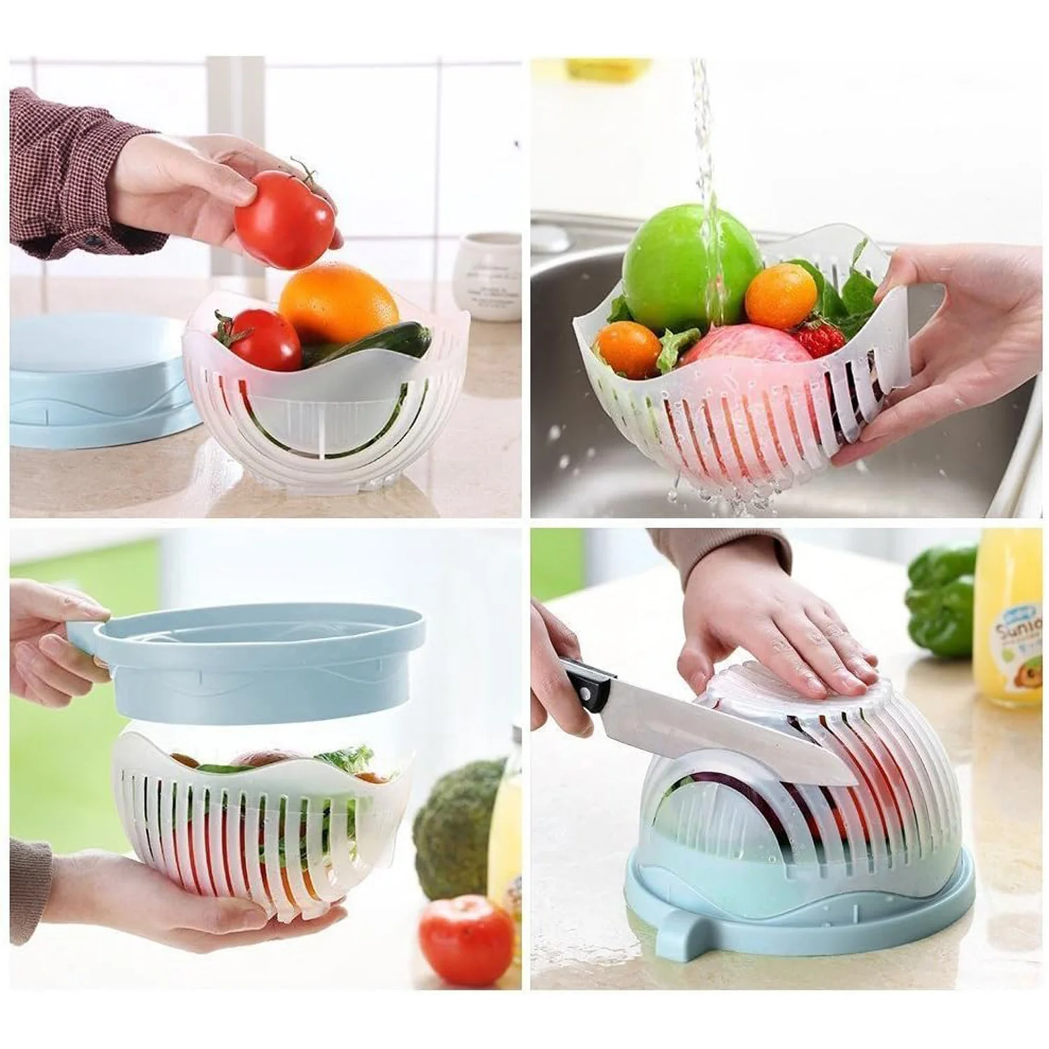 Plastic 60 Seconds Salad Cutter Salad Maker Salad Bow  (1 Pc) - Image 8