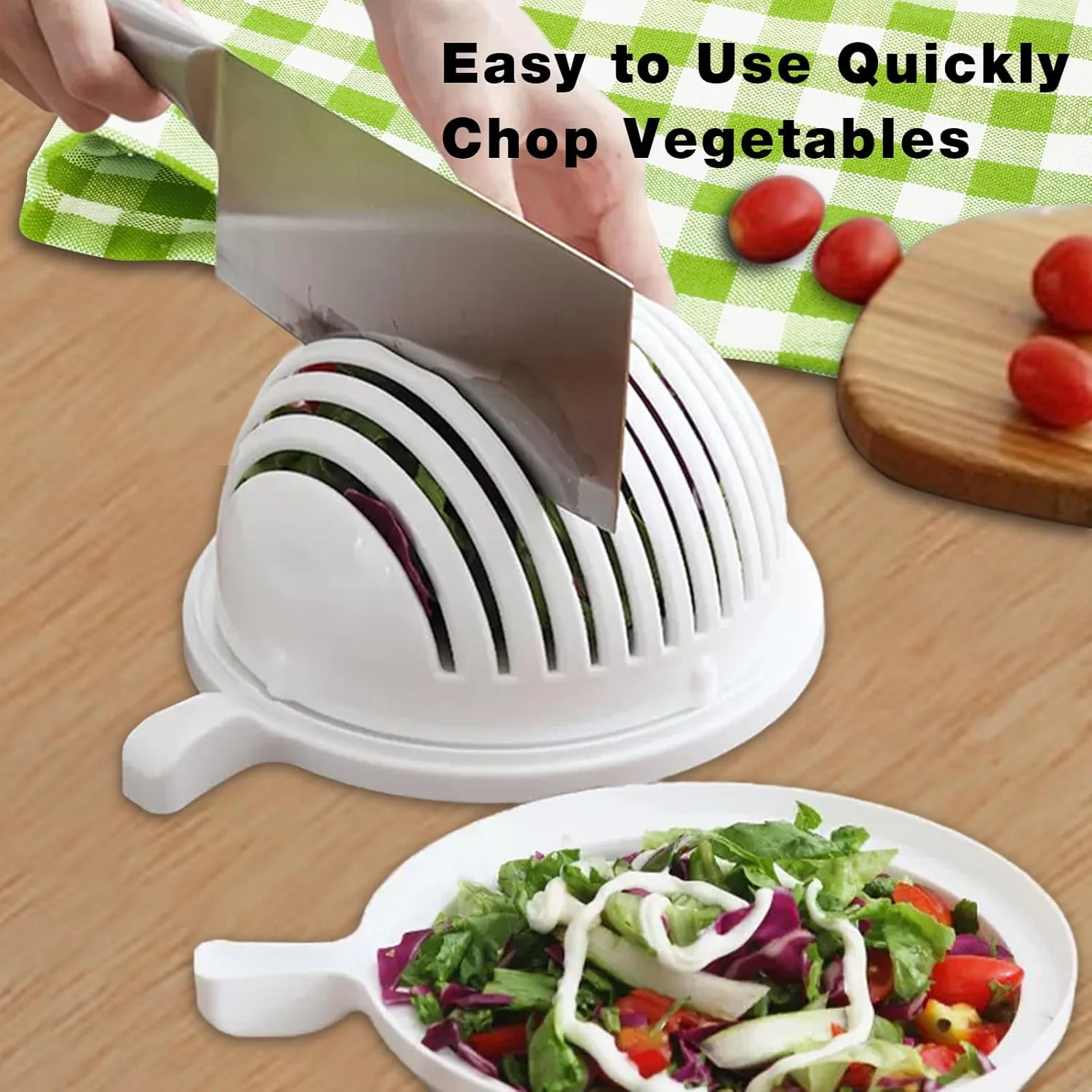 Plastic 60 Seconds Salad Cutter Salad Maker Salad Bow  (1 Pc) - Image 9