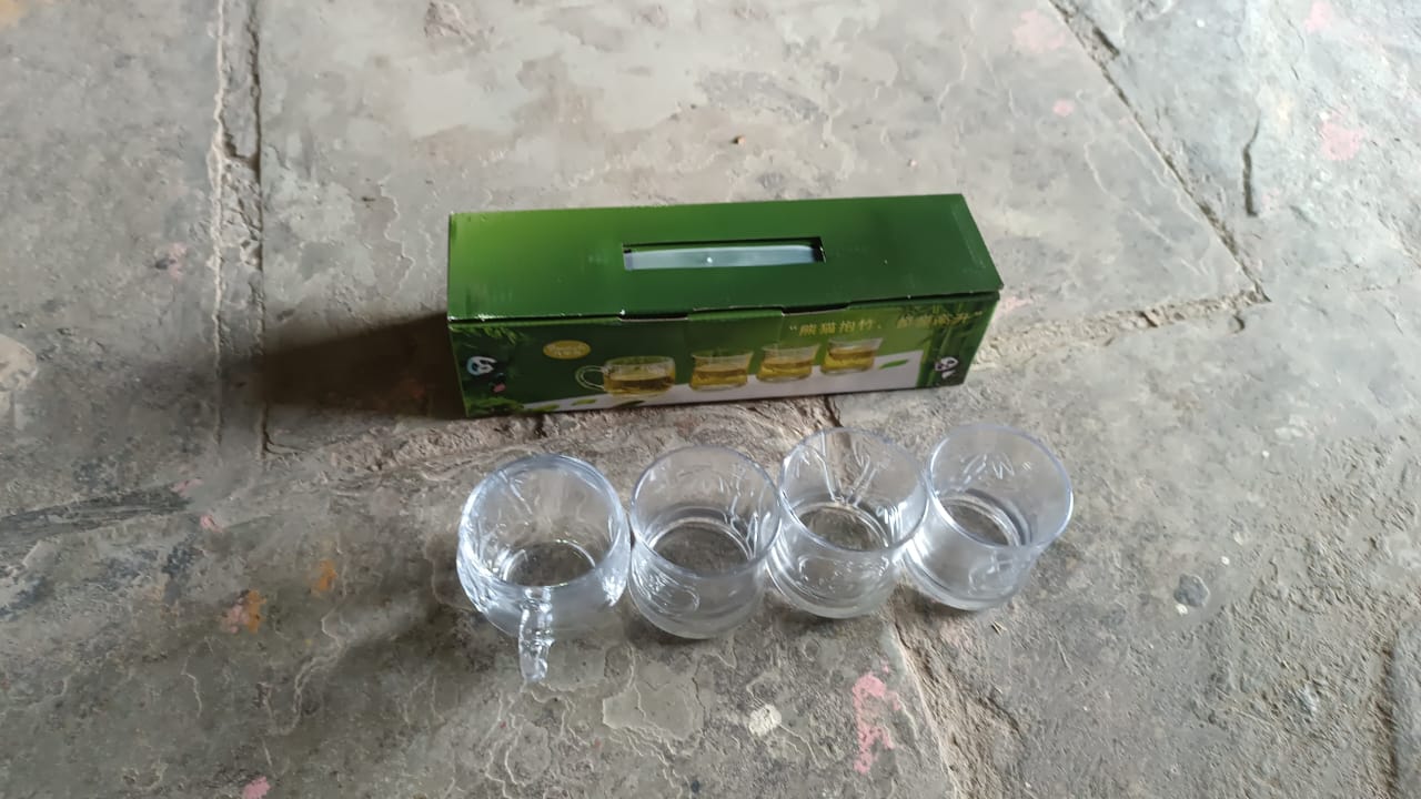 Glass 3 Pc Mug & 1 Pc Cup Set, Water glass (4 Pcs Set) - Image 6