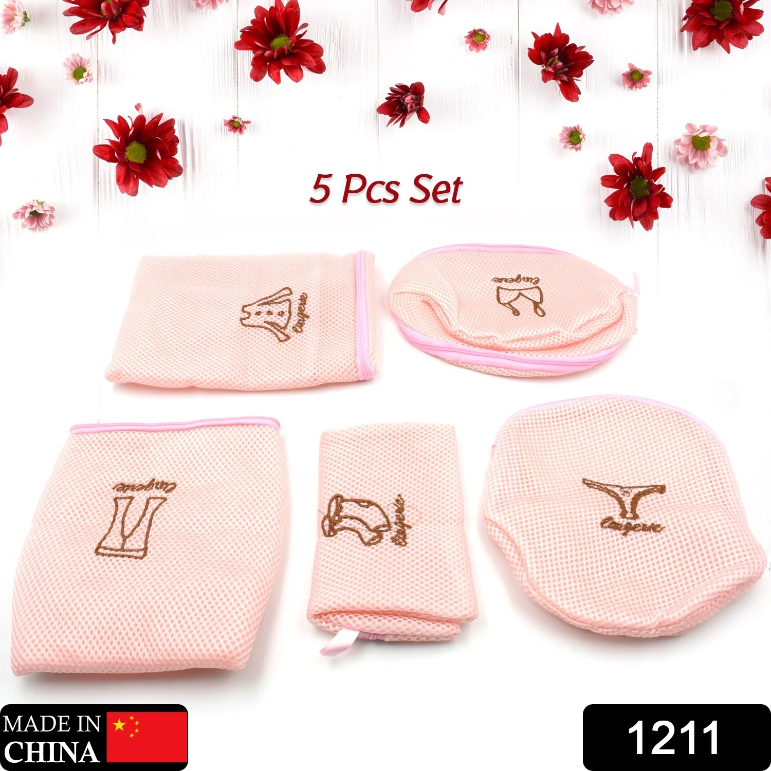 Zippered Mesh Laundry Wash Bags for Delicates & Lingerie (5 Pc Set) - Image 2
