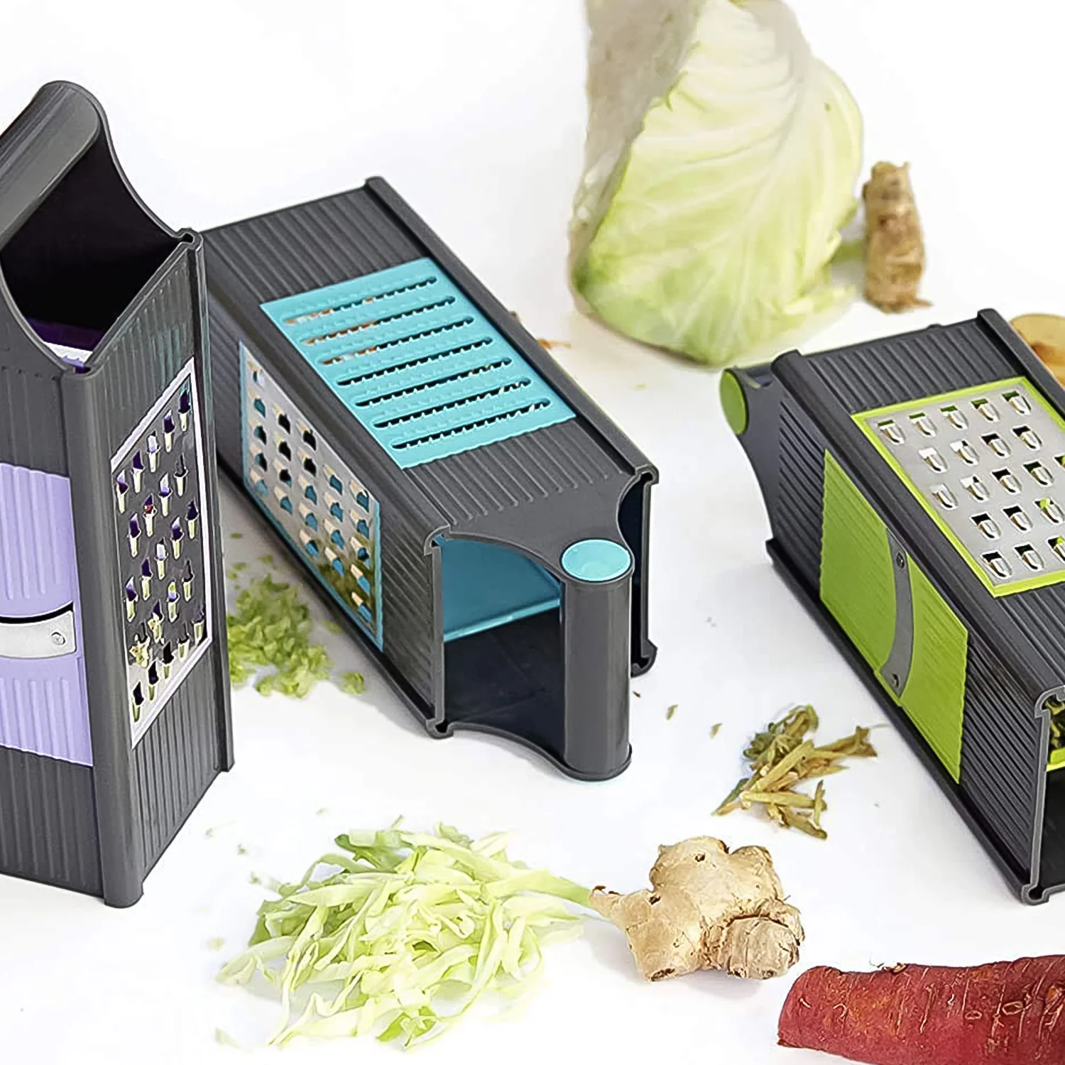 Steel and Plastic 4 in 1 Vegetable & Fruit Slicer Grater / Slicer (1 Pc) - Image 4