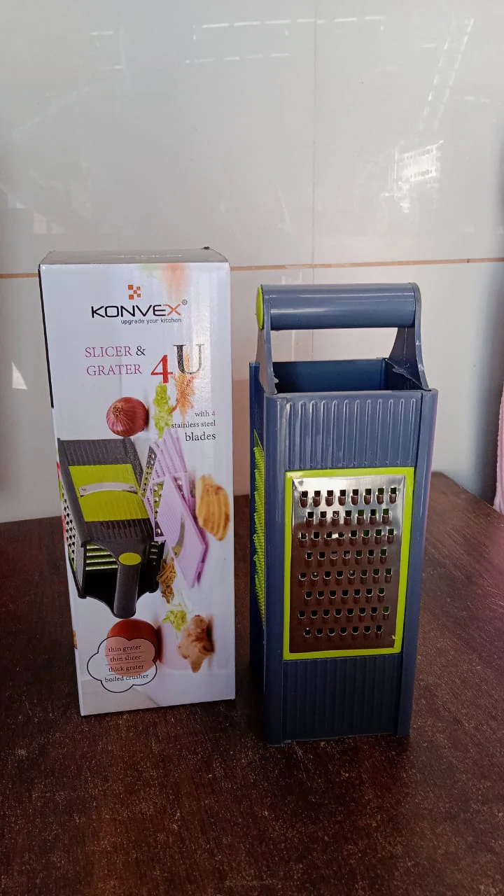 Steel and Plastic 4 in 1 Vegetable & Fruit Slicer Grater / Slicer (1 Pc) - Image 7