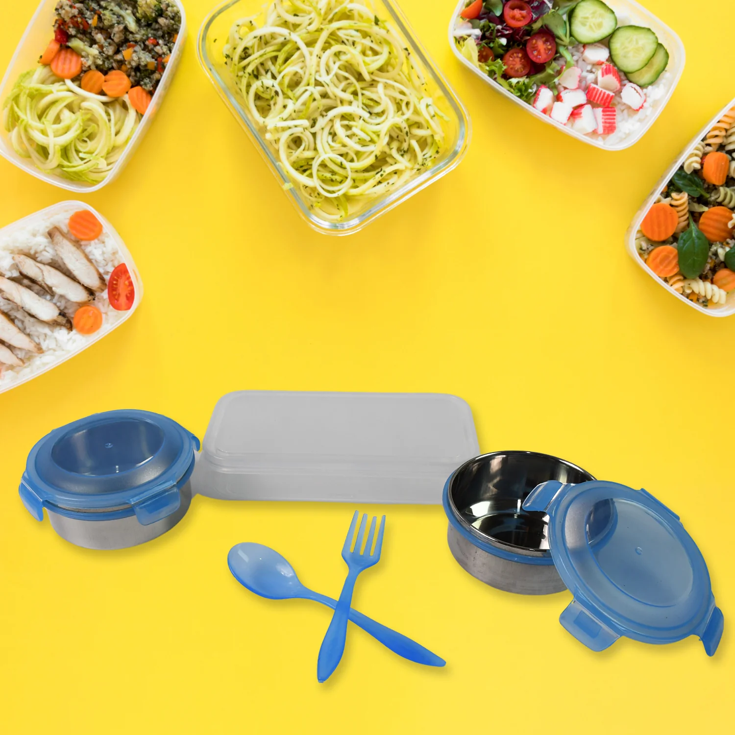 Sumo Lunch Box with Bag – Plastic Lunch Box & Spoon/Fork Set (2 Pc) - Image 3