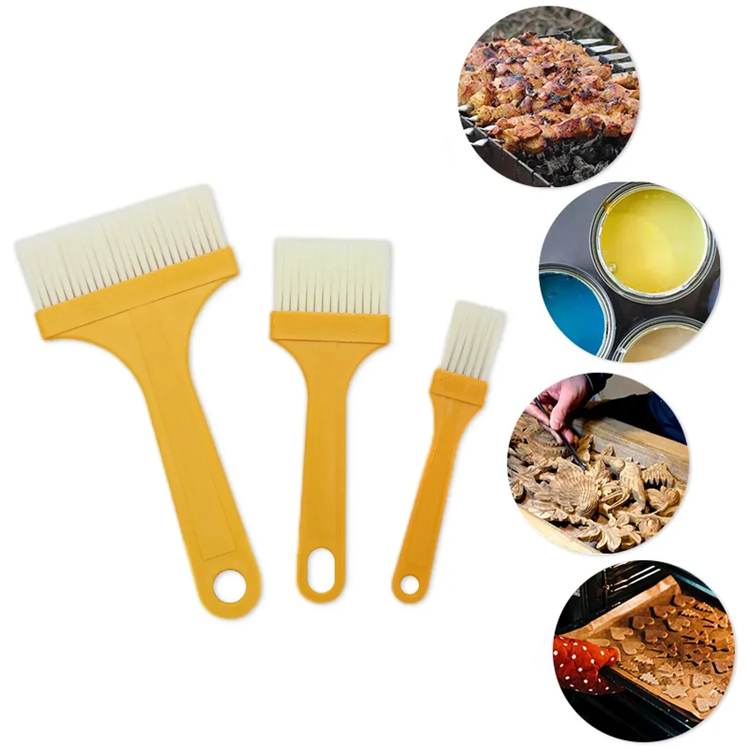 Multifunction Basting Brush, Barbecue Brush, Cooking Pastry Brush Baking (3 Pcs Set) - Image 4