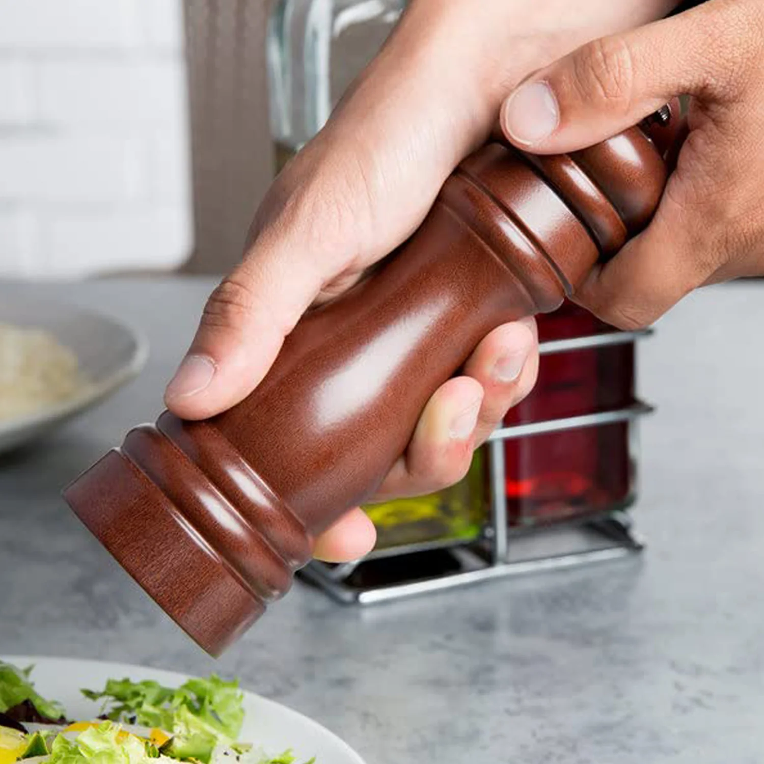 Wooden Pepper Mill 6 inch Tall - Best Pepper Grinder (1 Pc) - Image 4