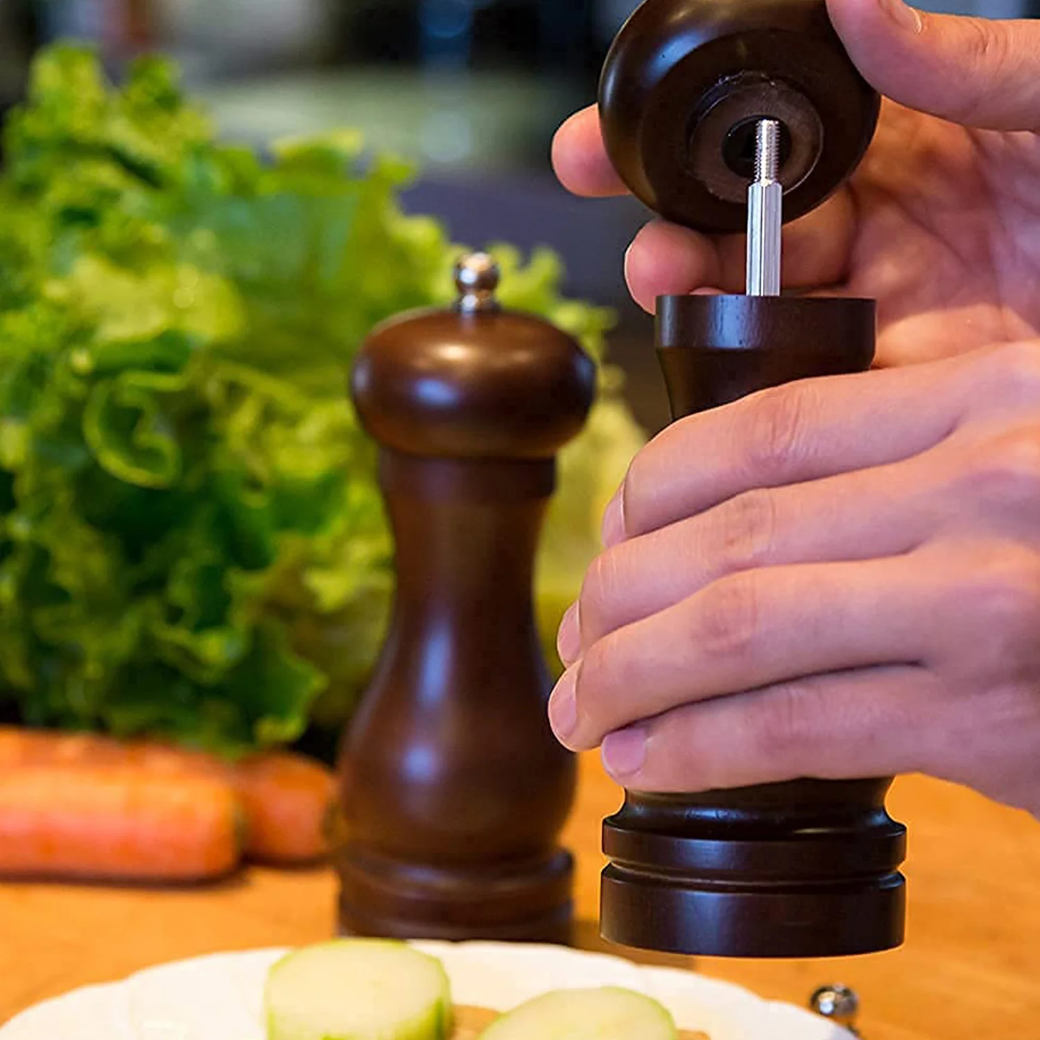 Wooden Pepper Mill 6 inch Tall - Best Pepper Grinder (1 Pc) - Image 6