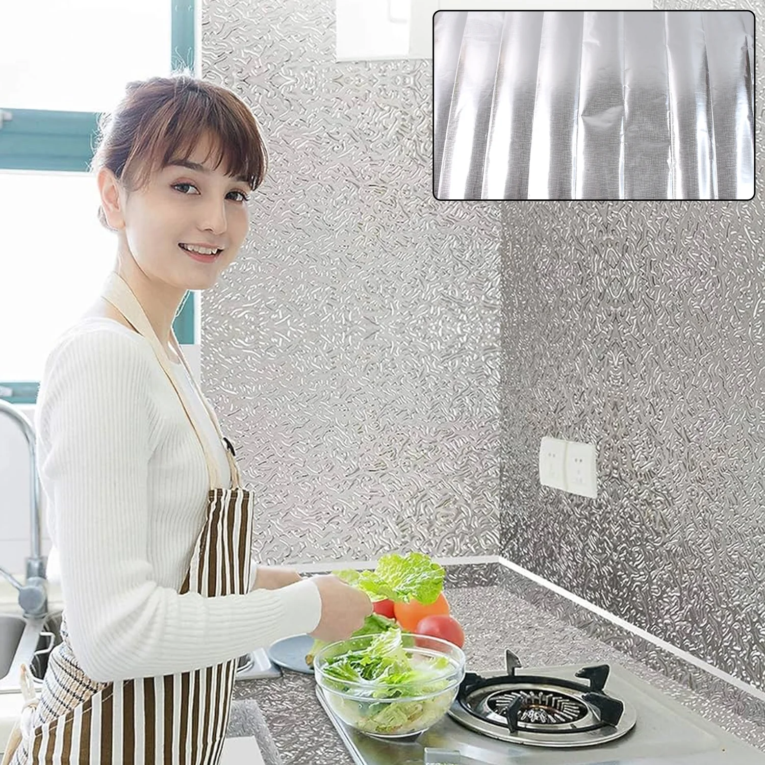 Aluminium Kitchen Wall Sheet Aluminium Without Adhesive (3 Pc / 50x90 Cm) - Image 5