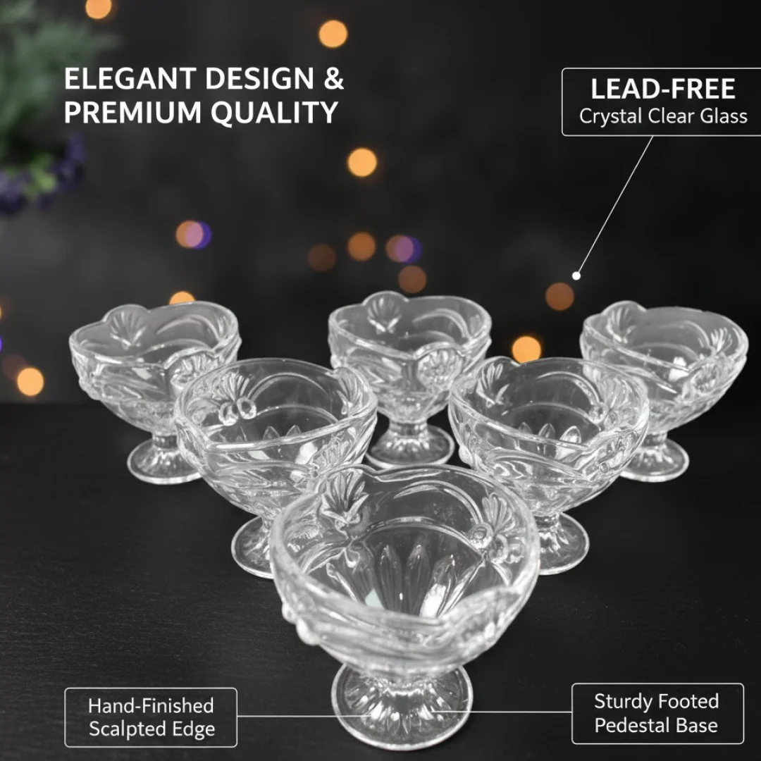 Glass Ice-Cream Cup Set, Home & Kitchen Serving or Dessert Cup (6 Pcs Set) - Image 4