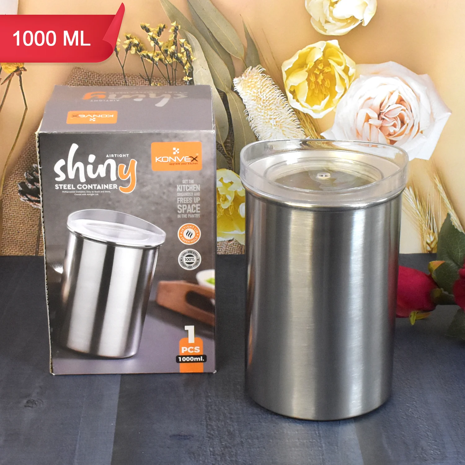 Stainless Steel Airtight Containers with See Through Lid (1 Pc / 1000 ML) - Image 3