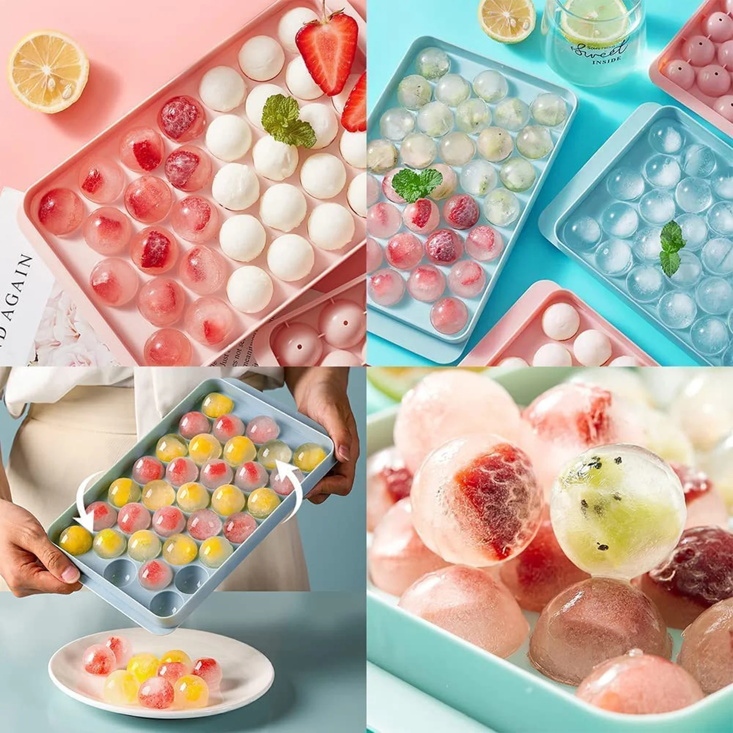 Plastic Round Reusable Ice Cube & Candy Ball Mold, 33 Moulds (16.5×10 Cm / 1 Pc) - Image 6