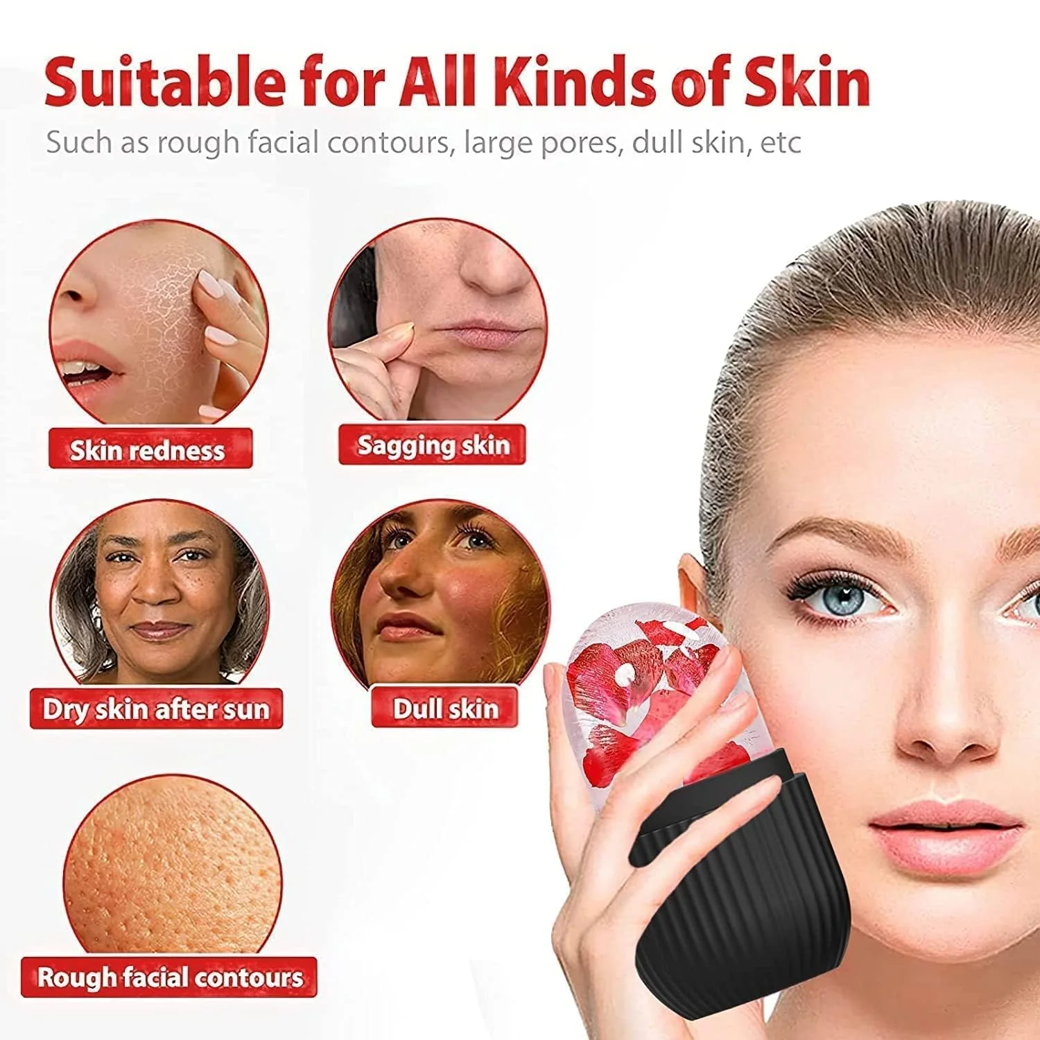 Face Ice Roller Massager for Swelling & Puffiness Reduction (Black) - Image 7