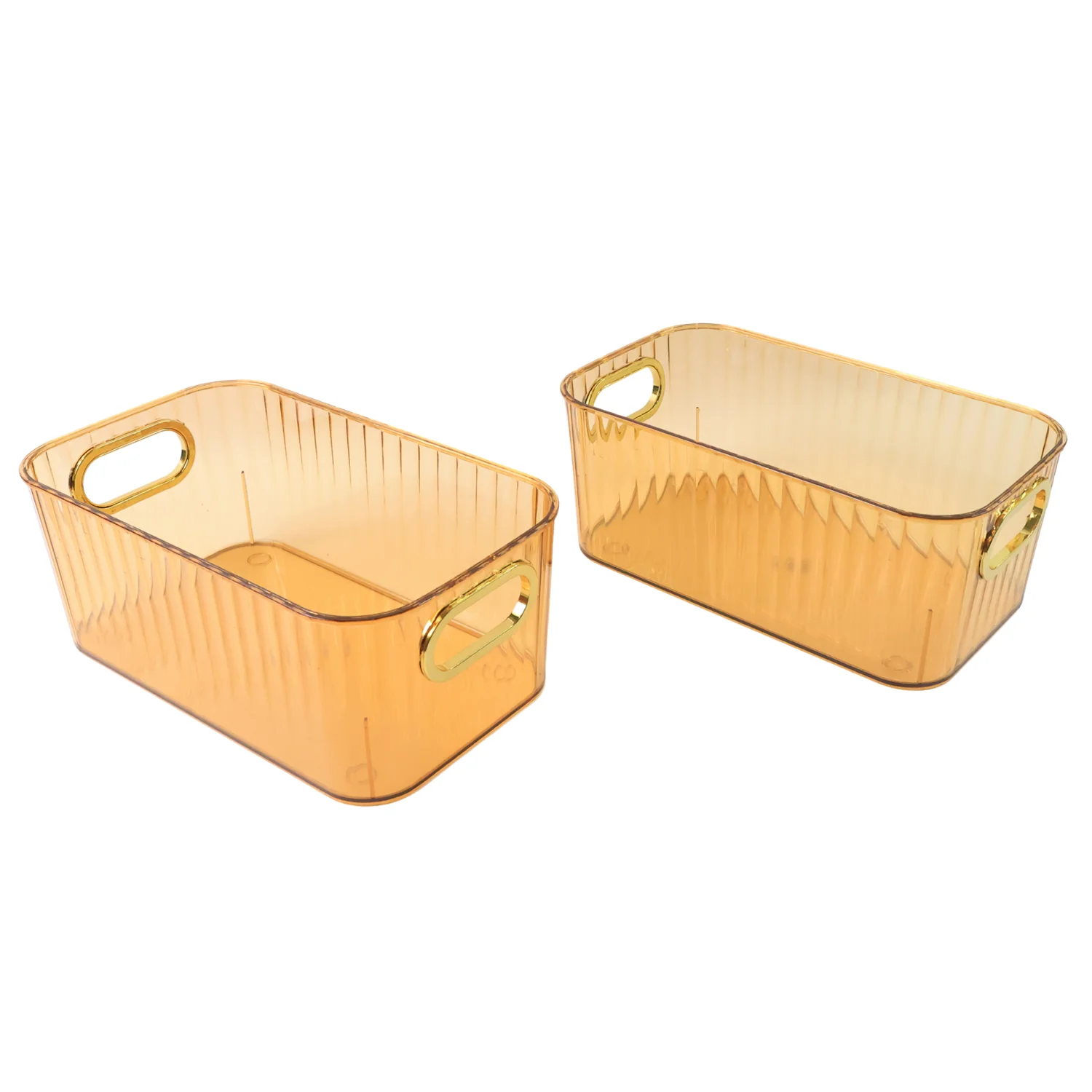 Premium Ribbed Transparent Storage Basket with Gold Handle 25×14 cm 2 Pc - Image 5