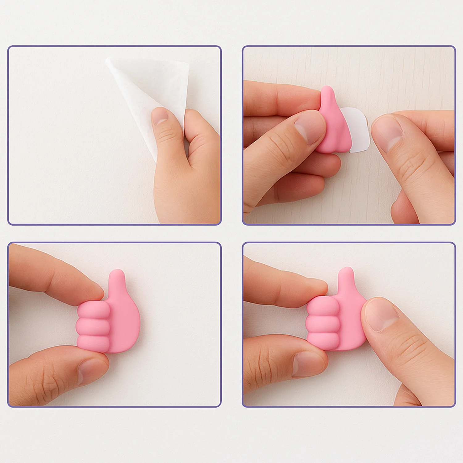 Pink Multifunctional Multi functional Hand Shape Wall Clip Hanger Keys Cable Holder - Image 3