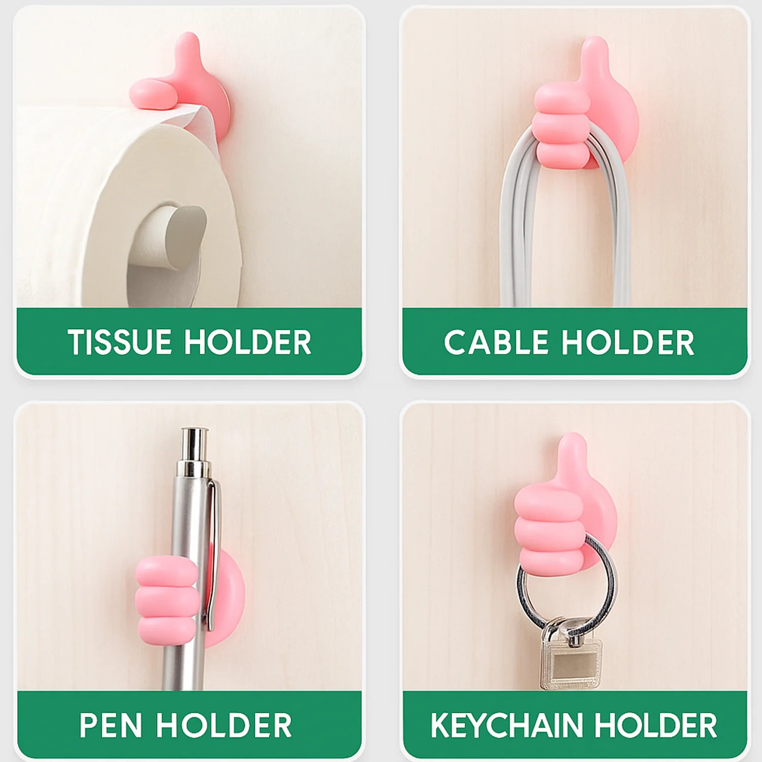 Pink Multifunctional Multi functional Hand Shape Wall Clip Hanger Keys Cable Holder - Image 6