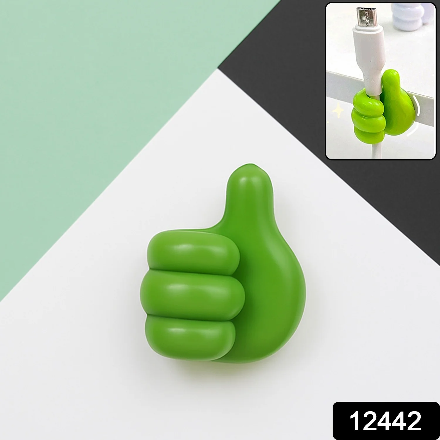 Green Multifunctional Multi functional Hand Shape Wall Clip Hanger Keys Cable Holder - Image 2
