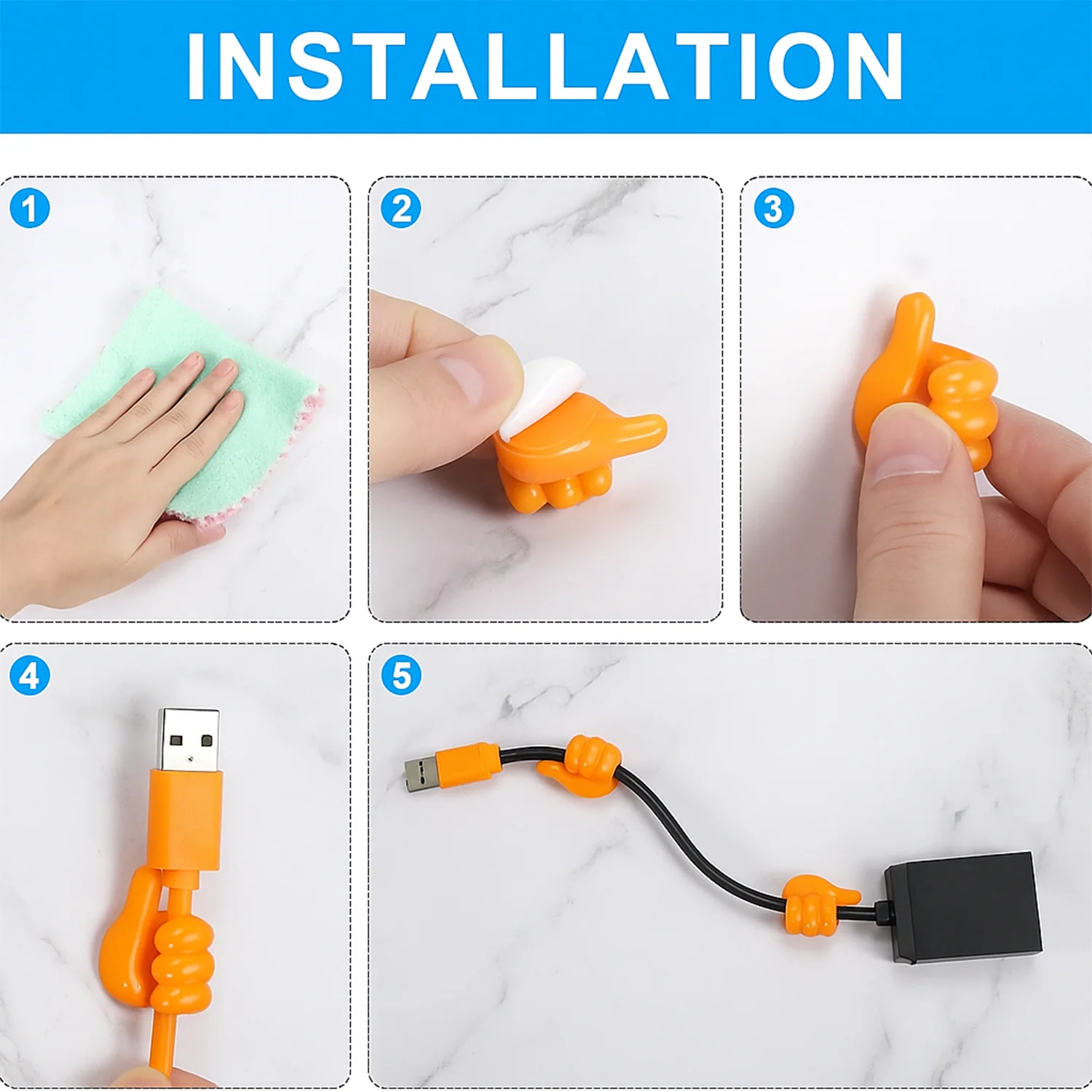 Orange Multifunctional Multi functional Hand Shape Wall Clip Hanger Keys Cable Holder - Image 3