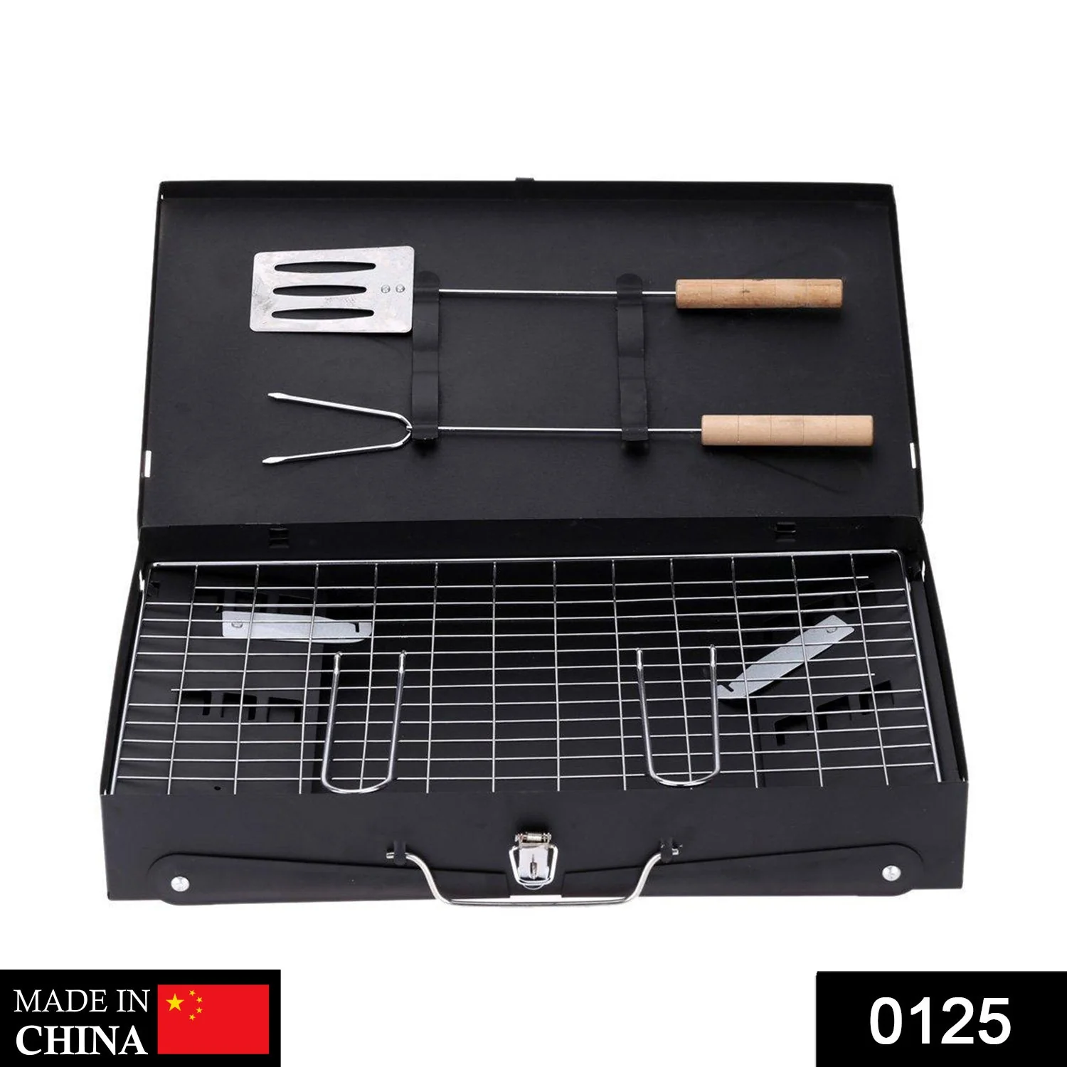 Stainless Steel Briefcase Style Barbecue Grill Toaster (Medium, Black) - Image 2
