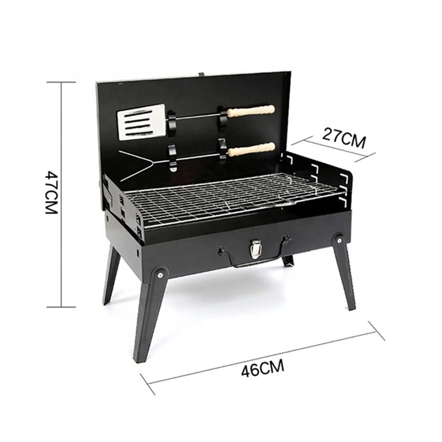 Stainless Steel Briefcase Style Barbecue Grill Toaster (Medium, Black) - Image 5
