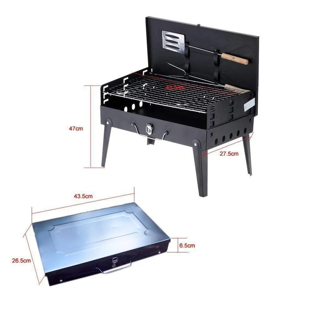 Stainless Steel Briefcase Style Barbecue Grill Toaster (Medium, Black) - Image 6