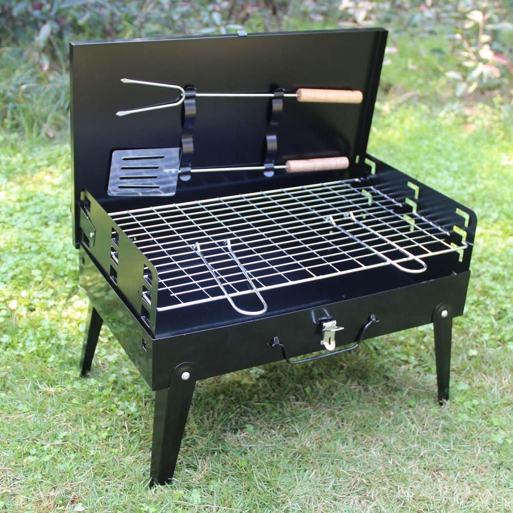 Stainless Steel Briefcase Style Barbecue Grill Toaster (Medium, Black) - Image 8