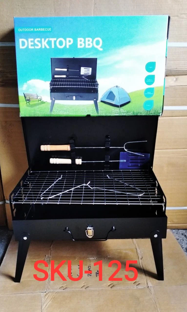 Stainless Steel Briefcase Style Barbecue Grill Toaster (Medium, Black) - Image 9
