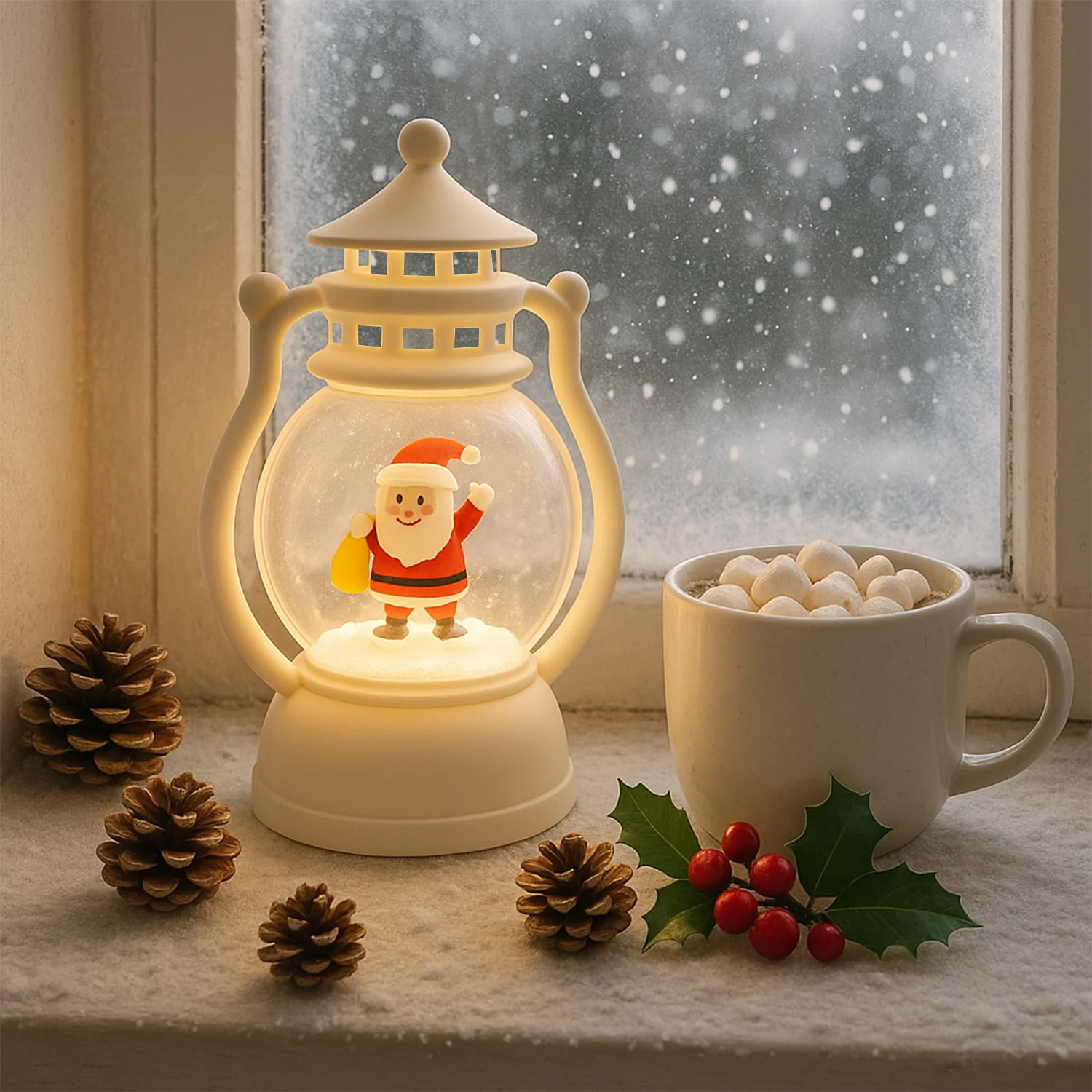 Mini LED Decorative Lantern with Santa Figurine (1 Pc) - Image 4