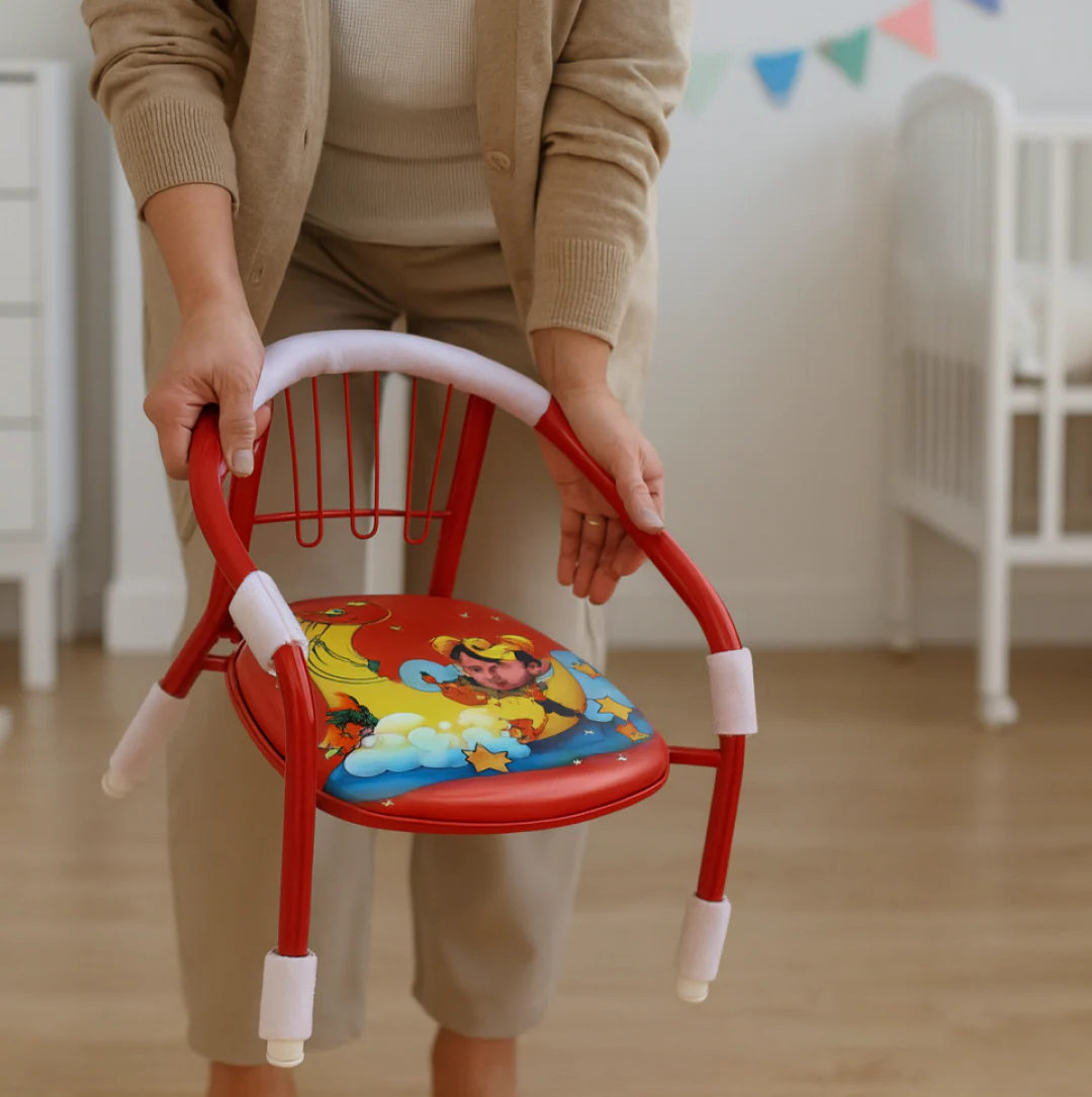 Multicolor Cartoon Design Baby Chair with Metal Kids Chair with Foam Arm Support for Kids 4 Pcs - Image 5
