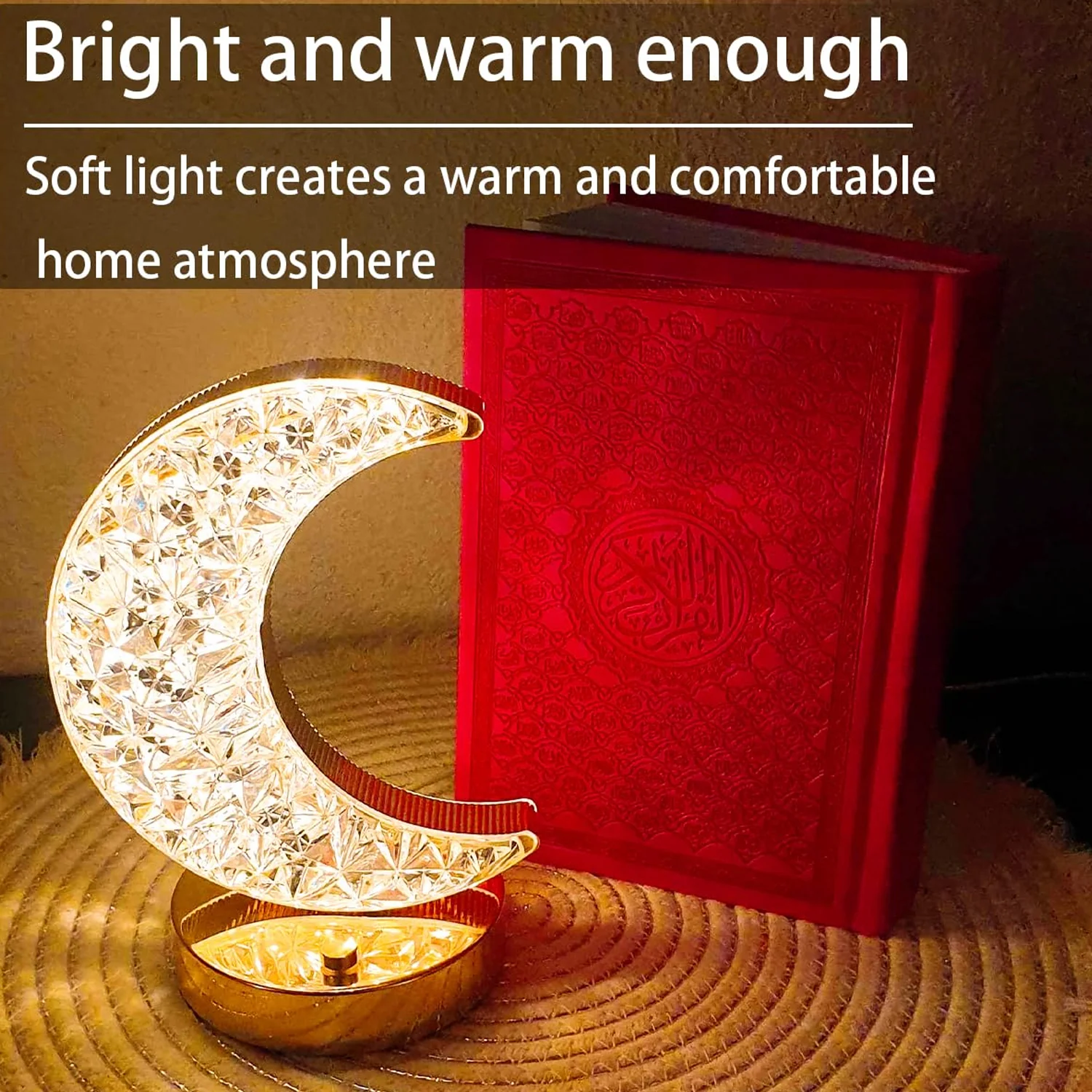 Moon Crystal Touch Table Lamp with 3 Color Dimmable USB Night Light - Image 10