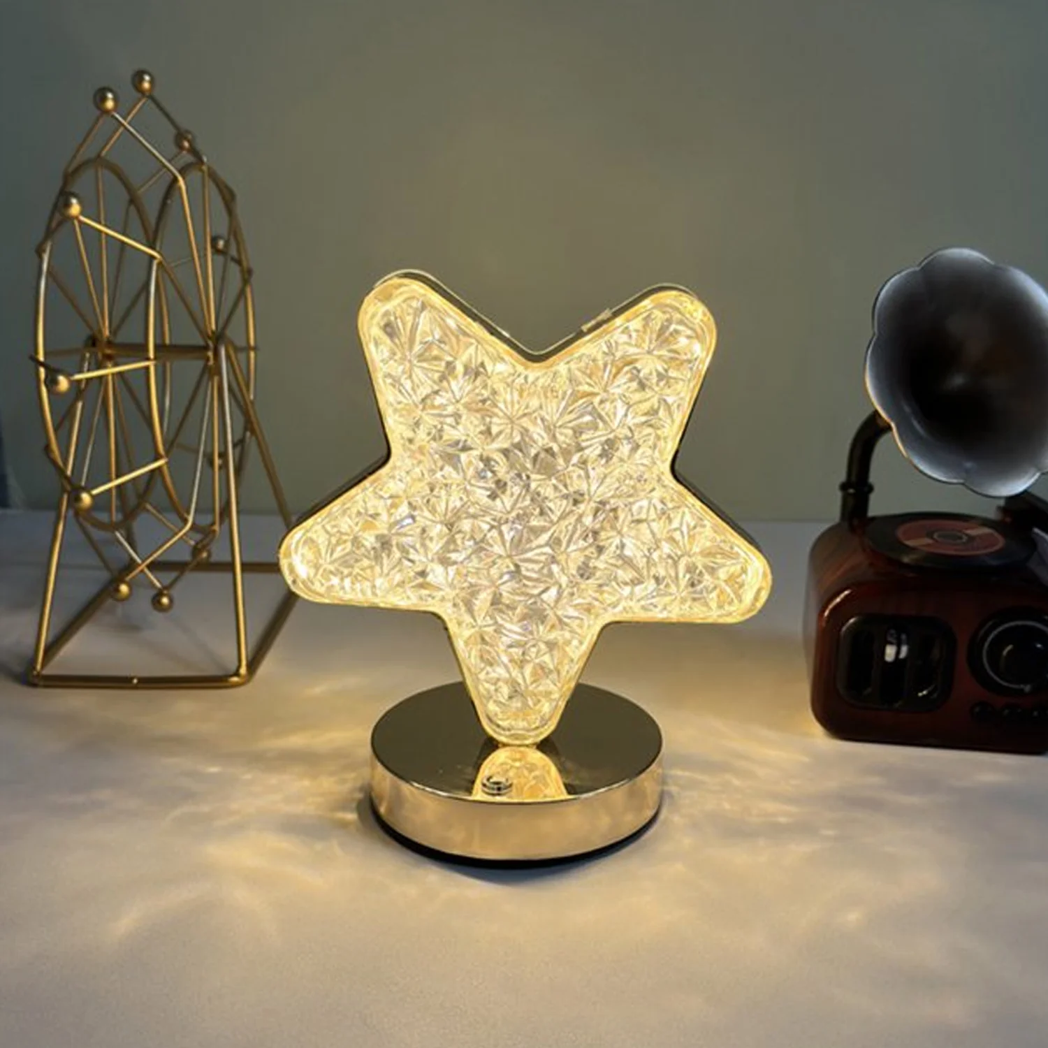Star Crystal Diamond Touch Lamp – USB Rechargeable, 3-Way Dimmable - Image 10