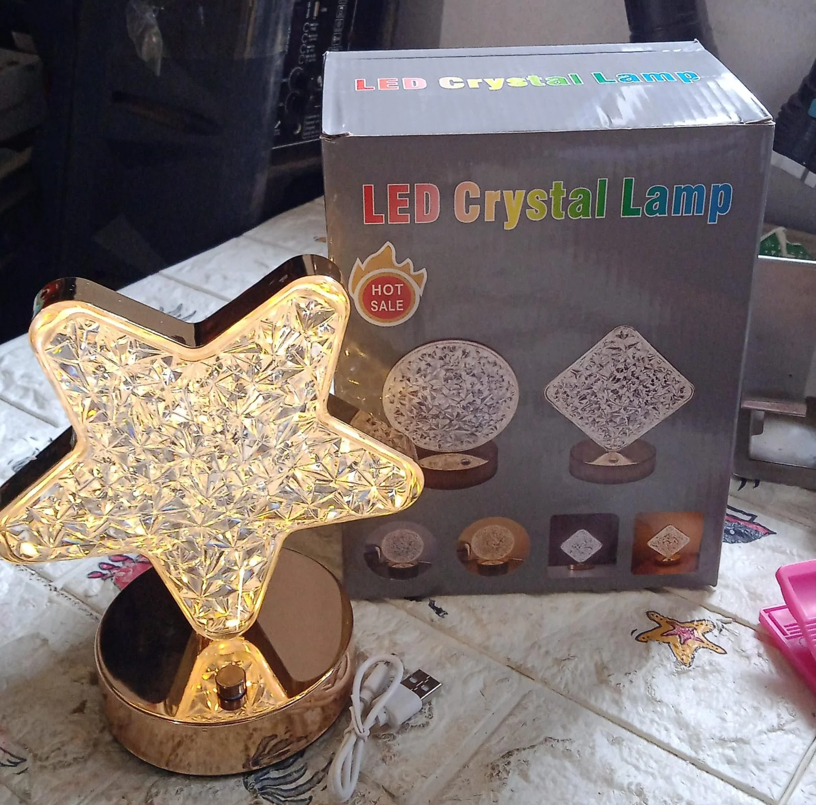 Star Crystal Diamond Touch Lamp – USB Rechargeable, 3-Way Dimmable - Image 11