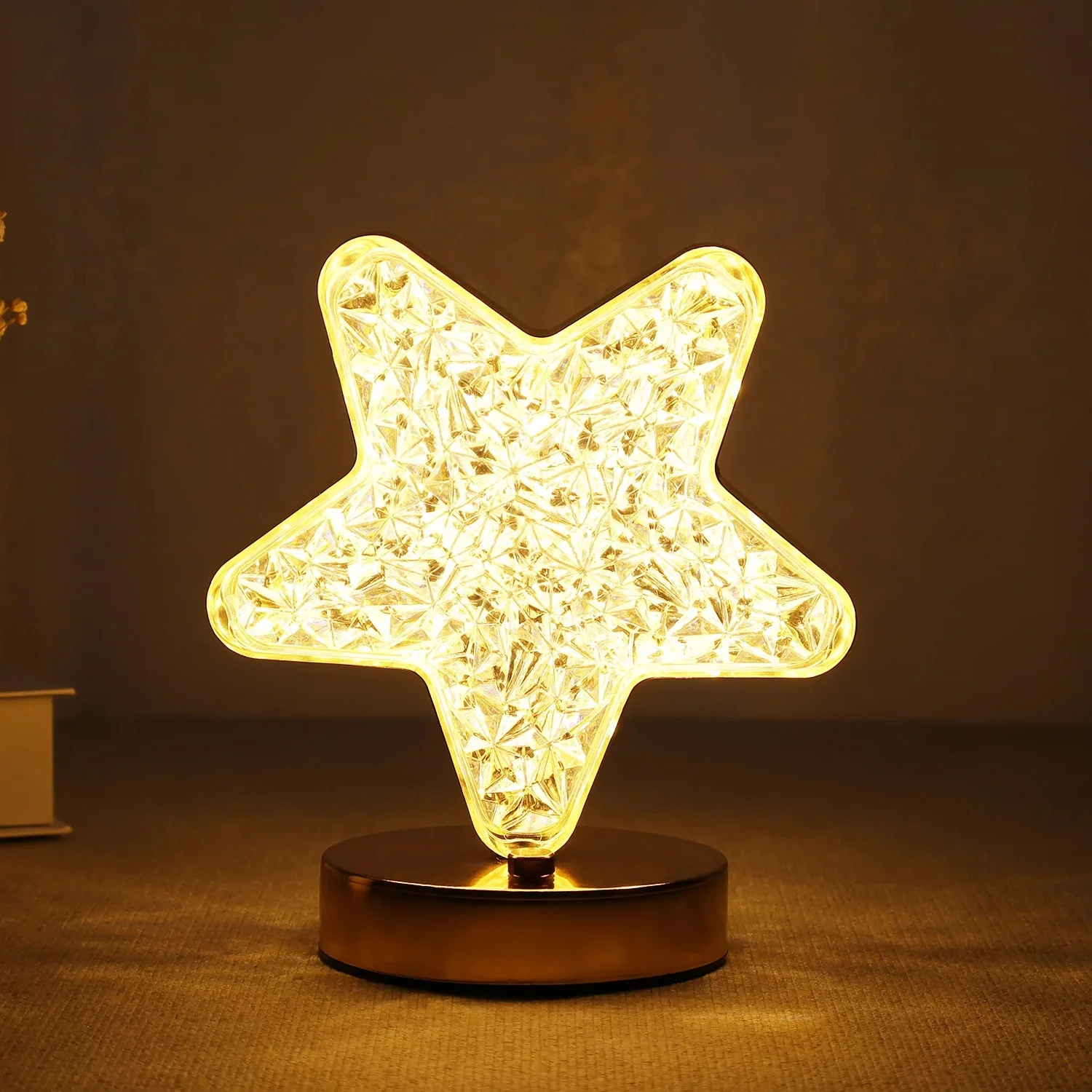 Star Crystal Diamond Touch Lamp – USB Rechargeable, 3-Way Dimmable - Image 3
