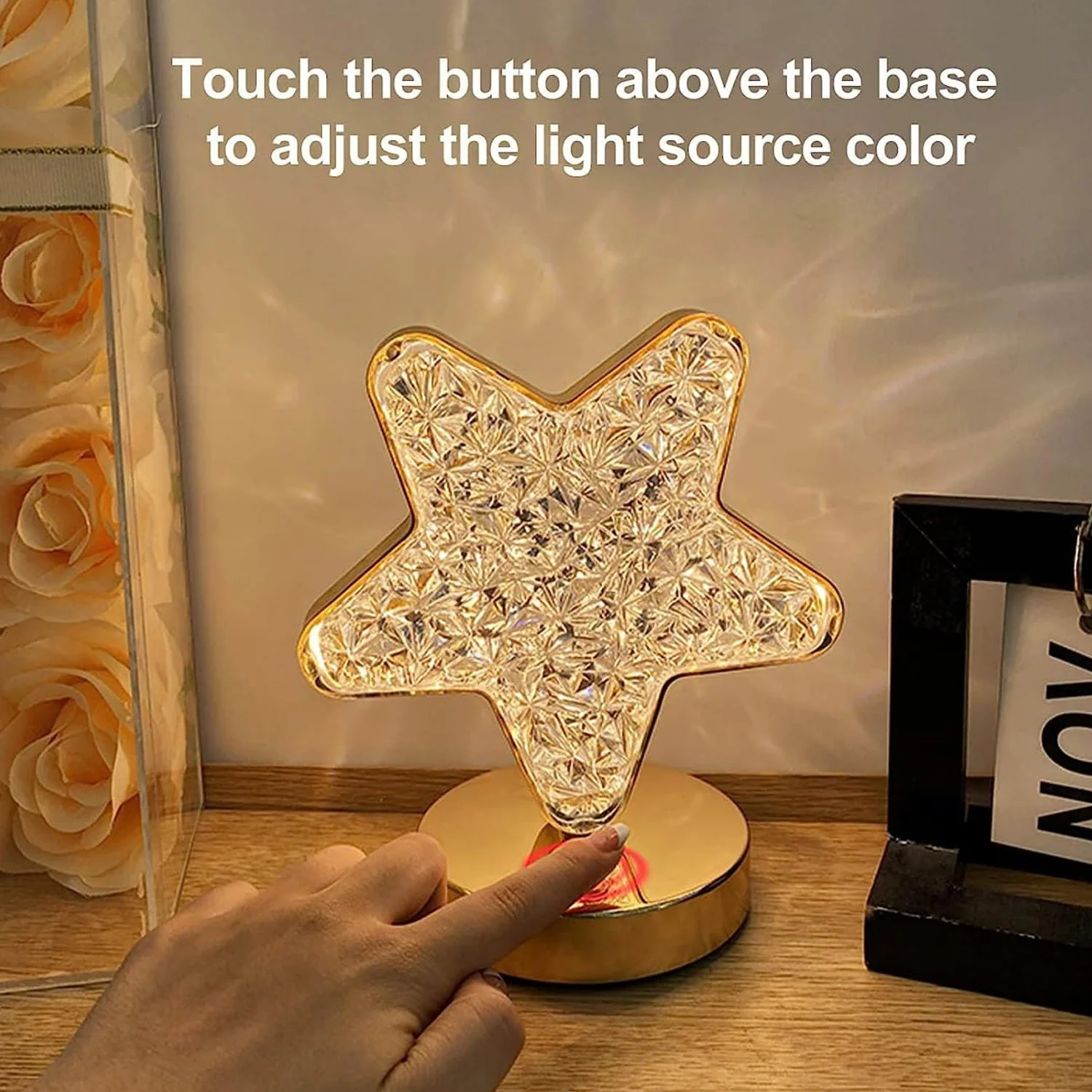 Star Crystal Diamond Touch Lamp – USB Rechargeable, 3-Way Dimmable - Image 5