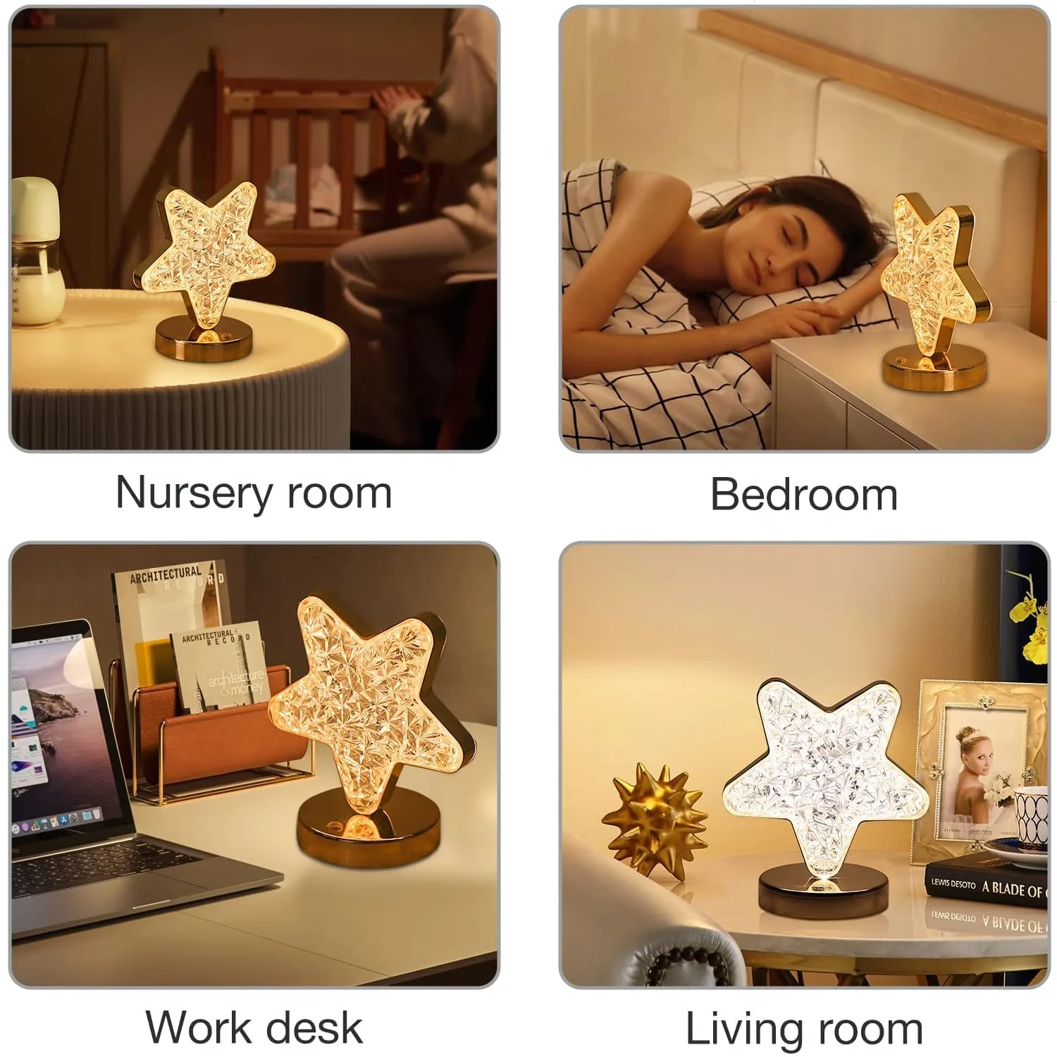 Star Crystal Diamond Touch Lamp – USB Rechargeable, 3-Way Dimmable - Image 9