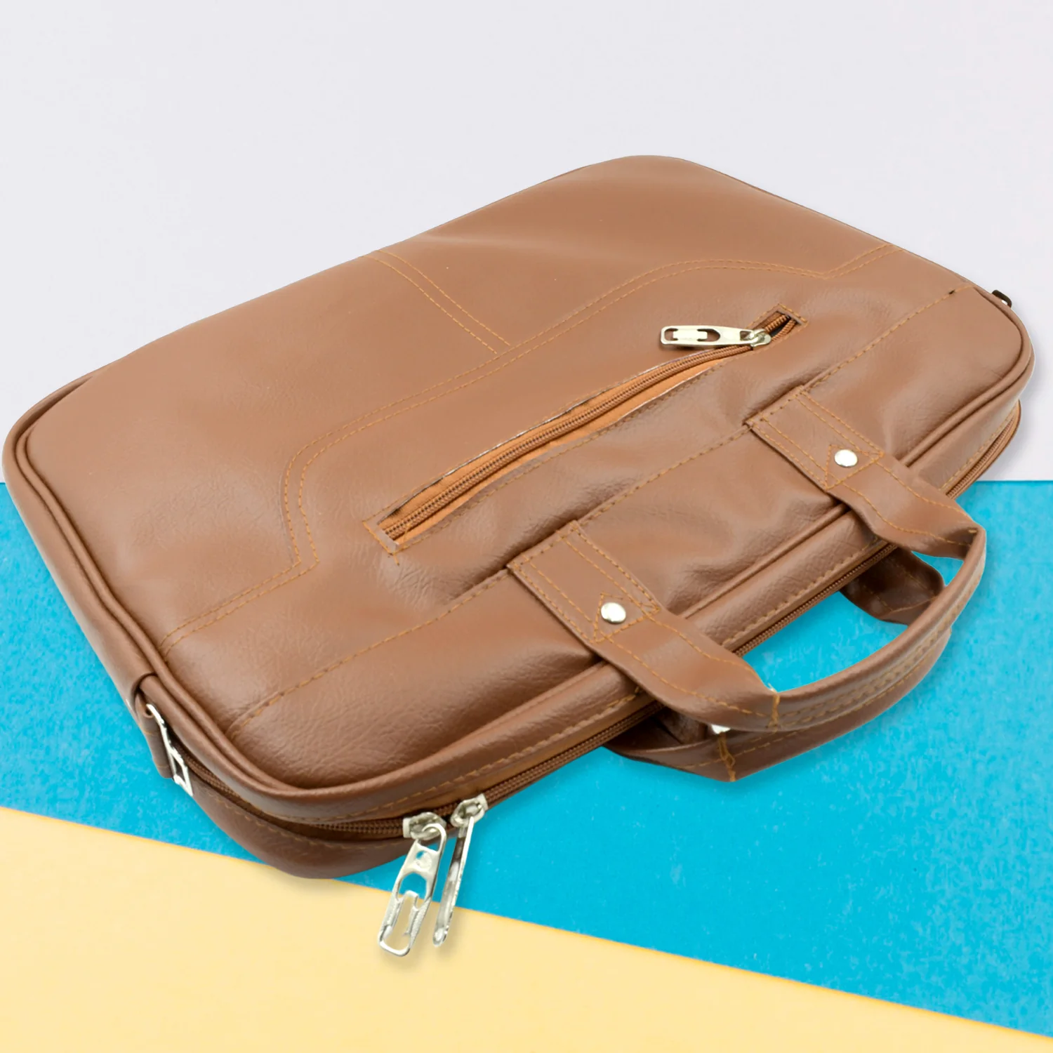 Multipurpose Bag, Shoulder Side Bag Office Laptop Faux Leather Executive Formal Laptop & MacBook Messenger / Office / Travel / Business / Shoulder / Hand / Sling Bag for Men Women with Multiple compartments - Image 3
