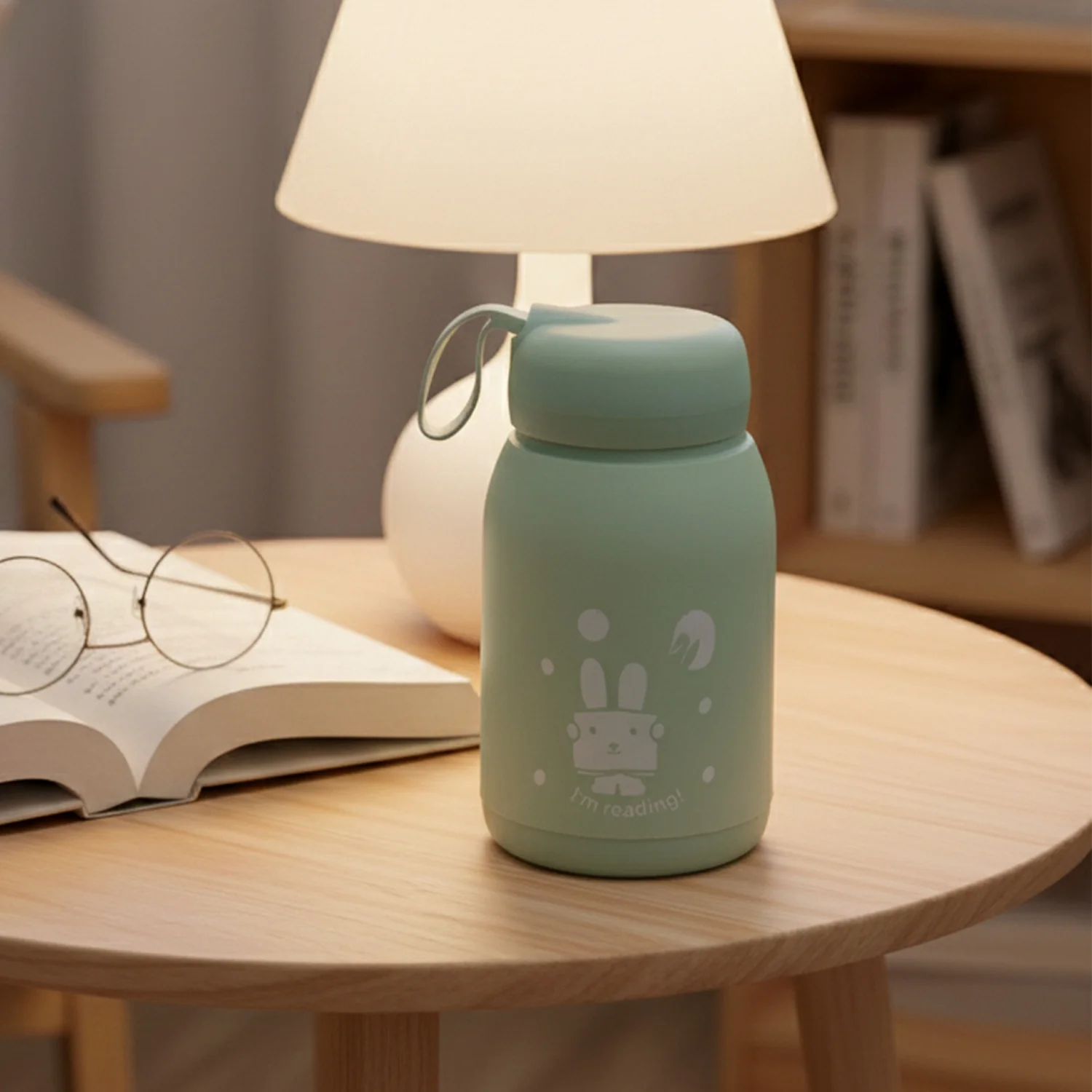 Cute Rabbit Printed Portable Insulated Water Bottle (330ML / 1 Pc) - Image 4