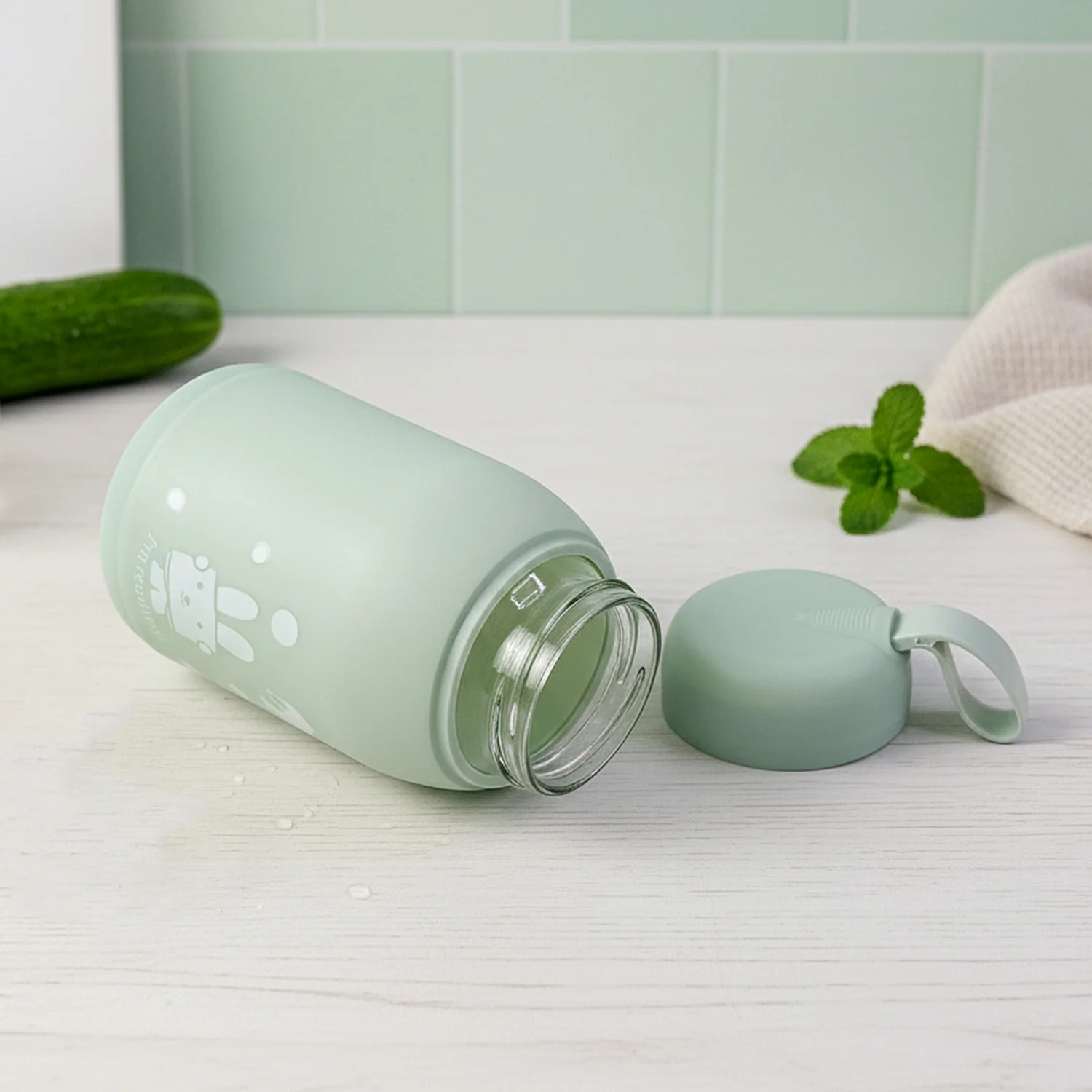 Cute Rabbit Printed Portable Insulated Water Bottle (330ML / 1 Pc) - Image 7