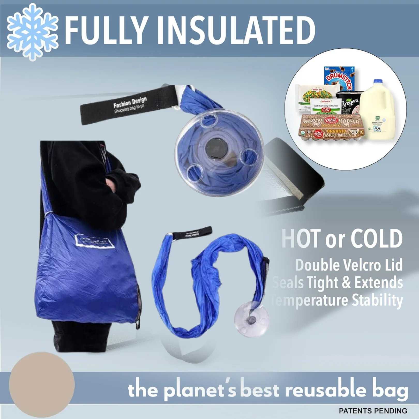 Reusable Insulated Grocery Shopping Cloth Bag Washable and Foldable - Image 3